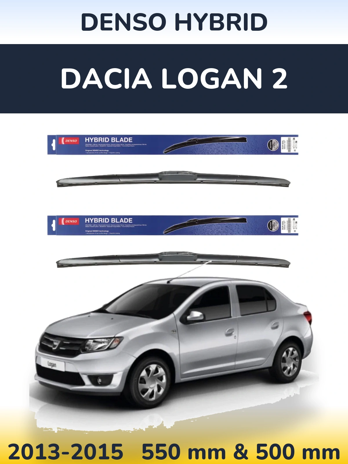 Sada předních stěračů Denso Hybrid 550 a 500 mm pro Dacia Logan 2 2013-2015