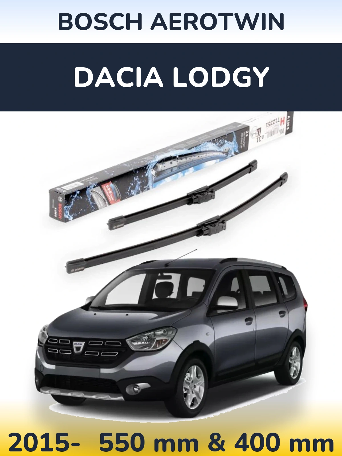 Комплект передніх щіток BOSCH AeroTwin 550 & 400 мм для Dacia Lodgy 2015-2026