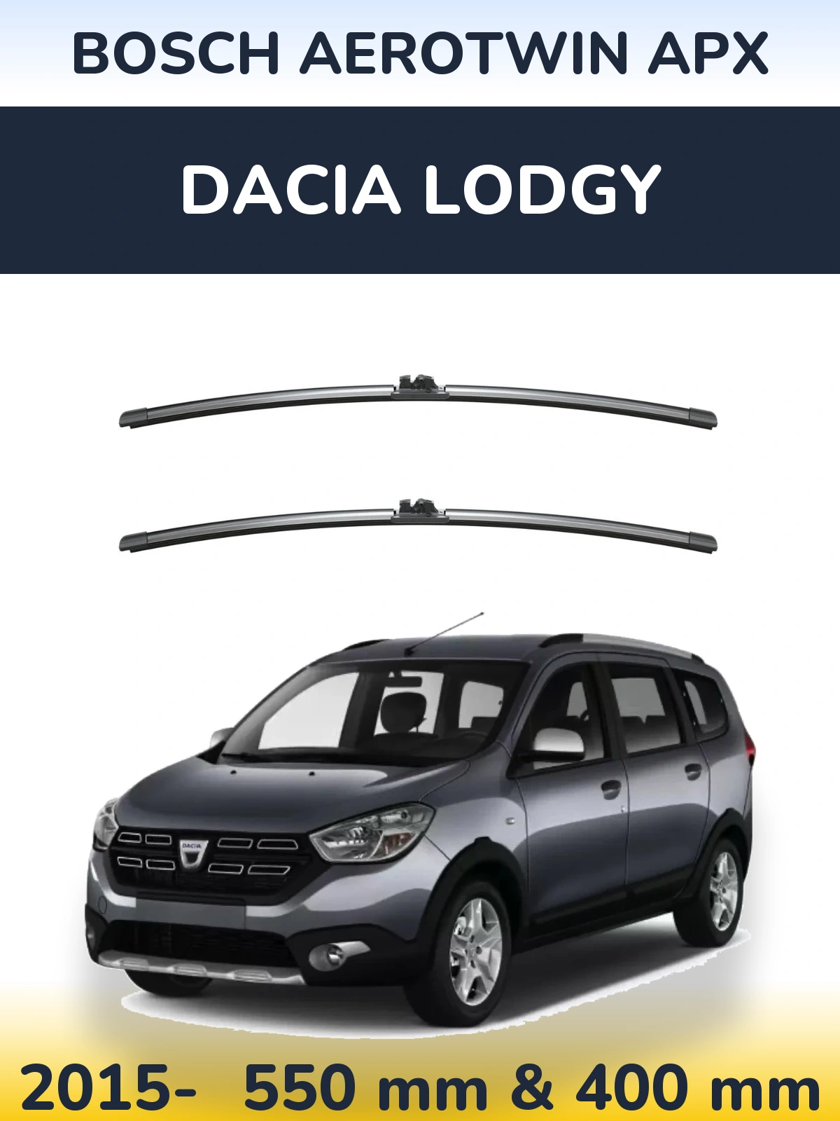 Sada předních stěračů BOSCH AeroTwin APX 550 a 400 mm pro Dacia Lodgy 2015-2026