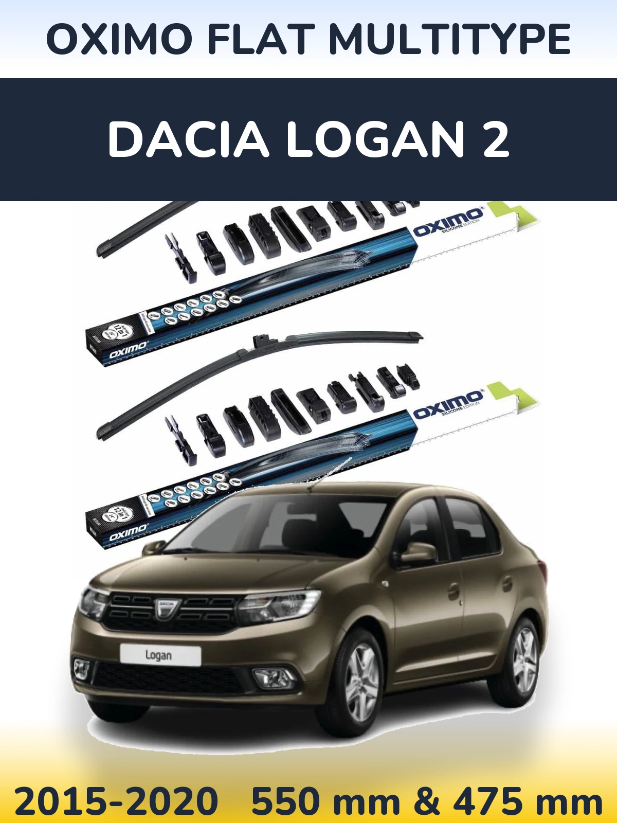 Sada předních stěračů Oximo Flat MultiType 550 a 475 mm pro Dacia Logan 2 2015-2020