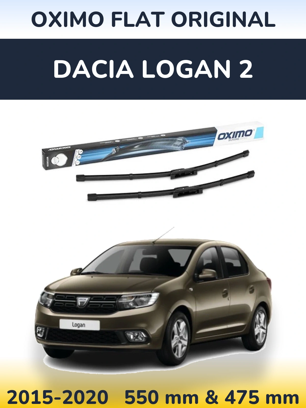 Sada předních stěračů Oximo Flat Original 550 a 475 mm pro Dacia Logan 2 2015-2020