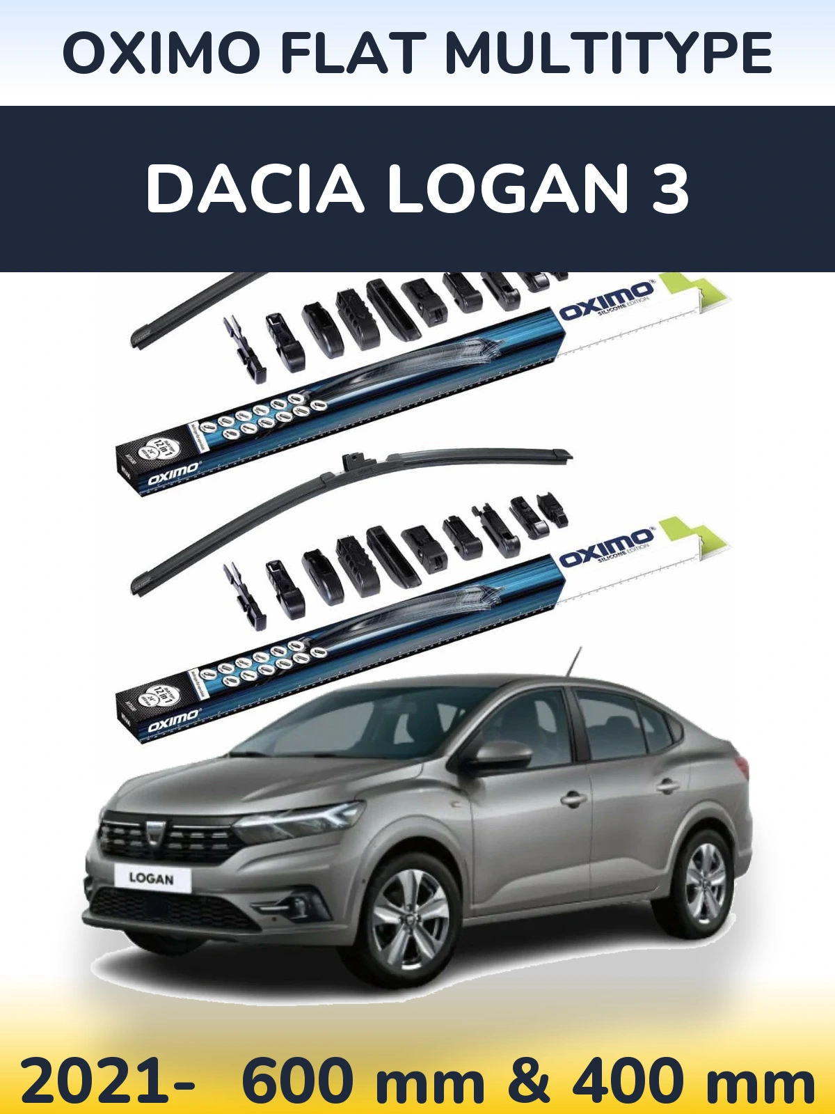 Sada předních stěračů Oximo Flat MultiType 600 a 400 mm pro Dacia Logan 3 2021-2026