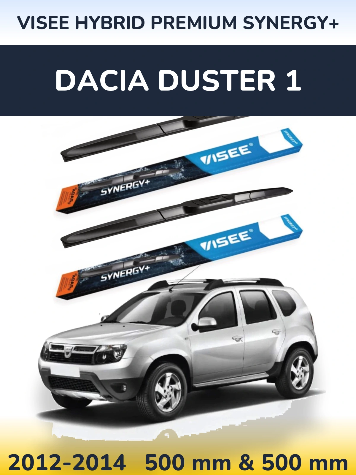 Sada předních stěračů VISEE HYBRID PREMIUM SYNERGY+ 500 a 500 mm pro Dacia Duster 1 2012-2014