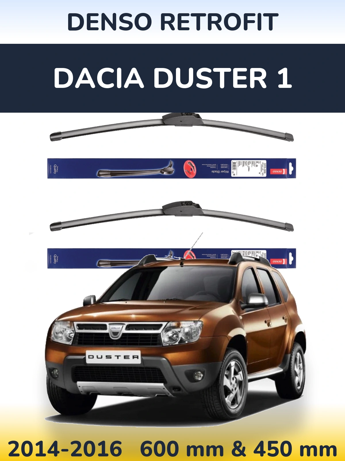 Sada předních stěračů Denso Retrofit 600 a 450 mm pro Dacia Duster 1 2014-2016