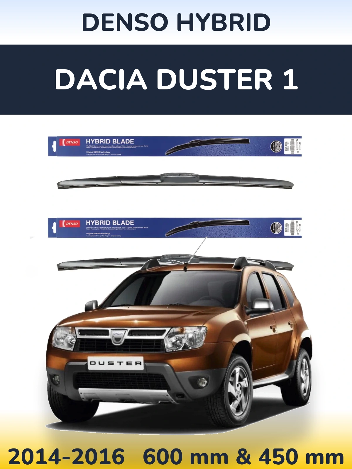Sada předních stěračů Denso Hybrid 600 a 450 mm pro Dacia Duster 1 2014-2016
