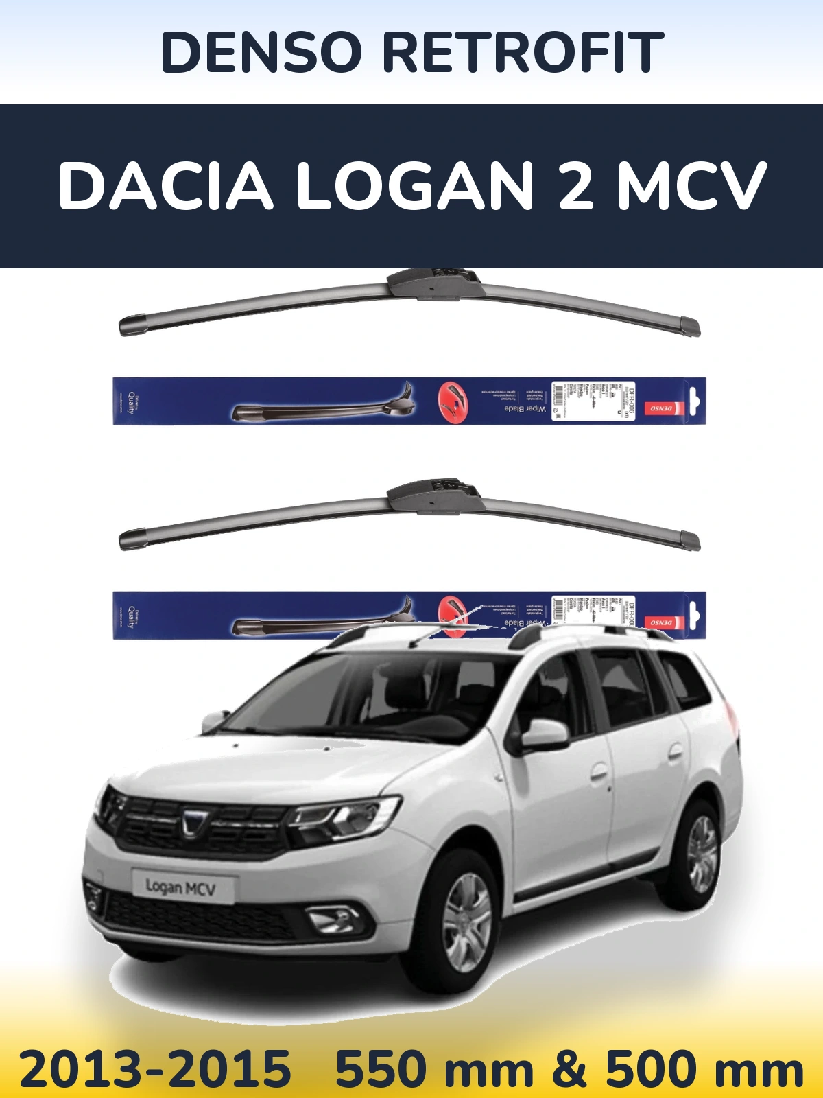 Sada předních stěračů Denso Retrofit 550 a 500 mm pro Dacia Logan 2 MCV 2013-2015