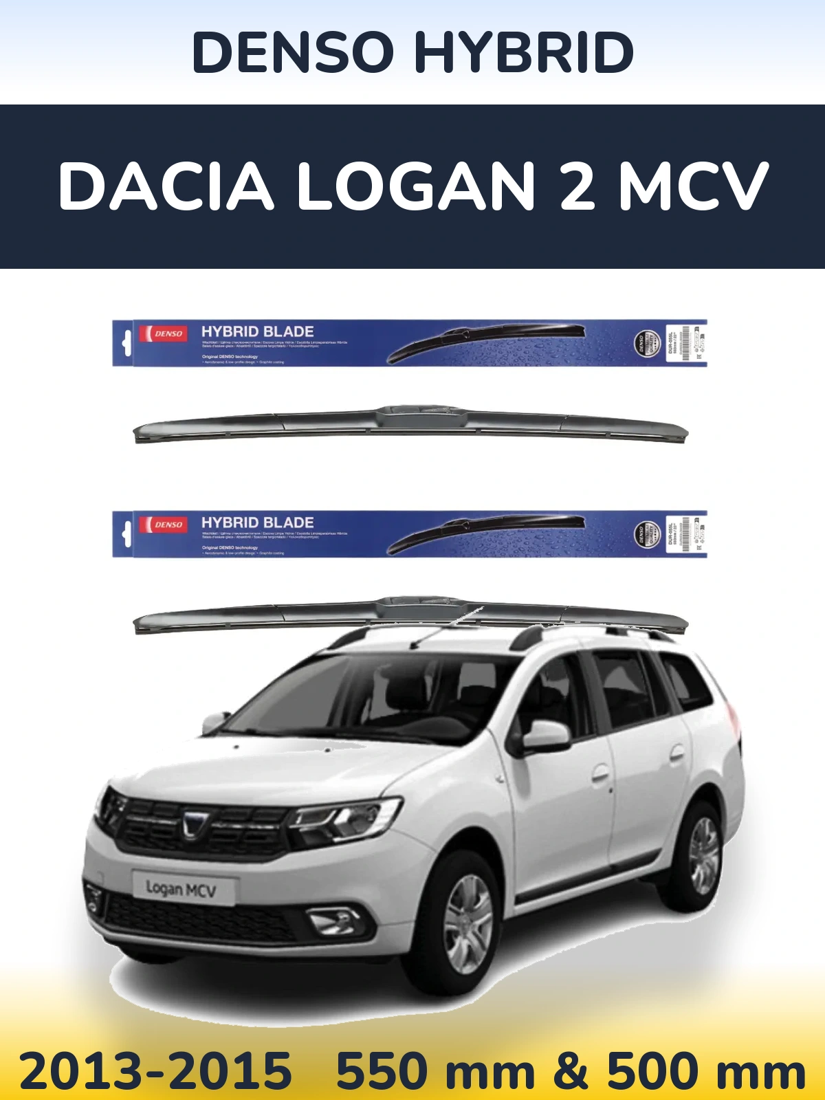 Sada předních stěračů Denso Hybrid 550 a 500 mm pro Dacia Logan 2 MCV 2013-2015