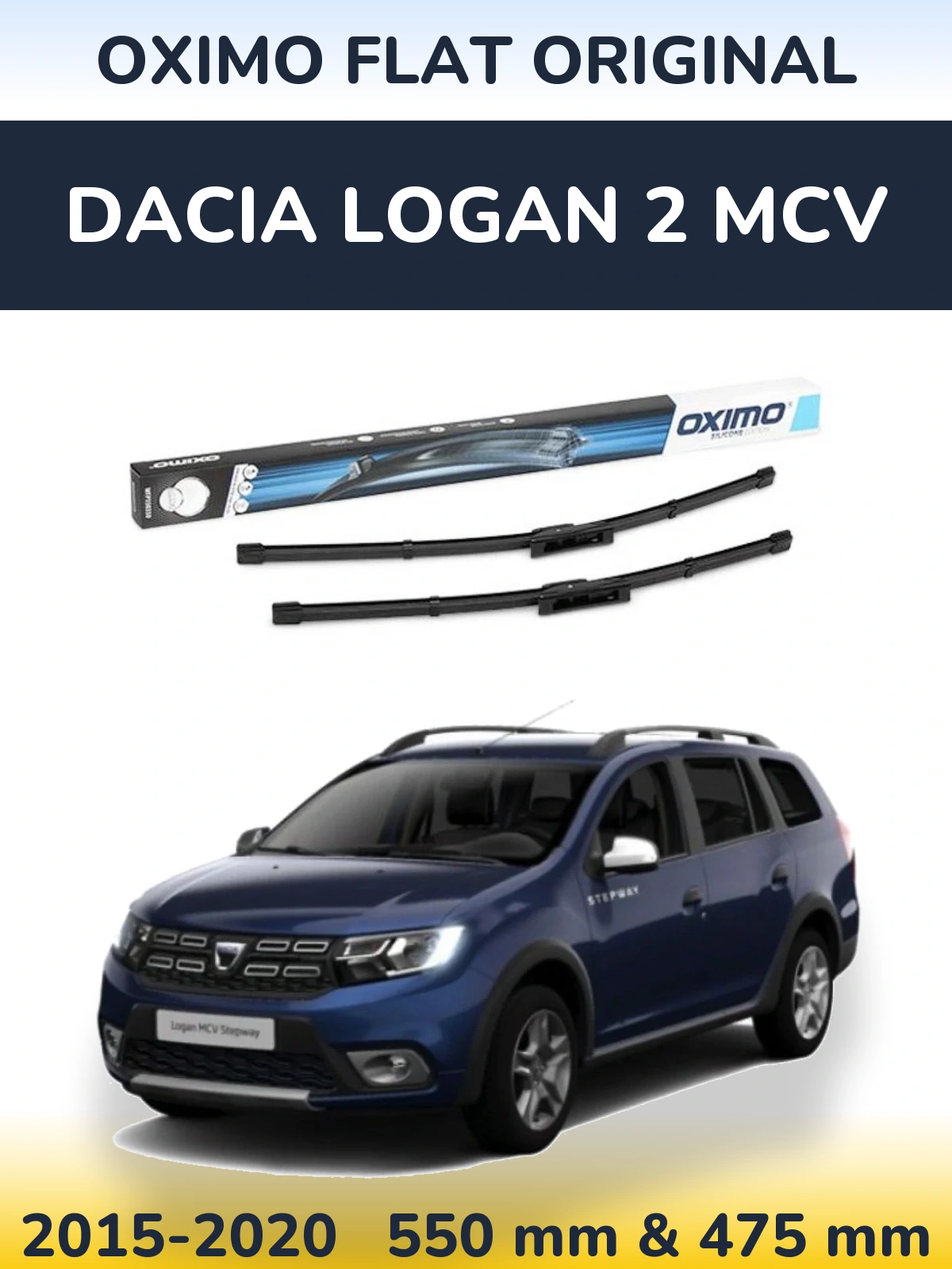 Sada předních stěračů Oximo Flat Original 550 a 475 mm pro Dacia Logan 2 MCV 2015-2020
