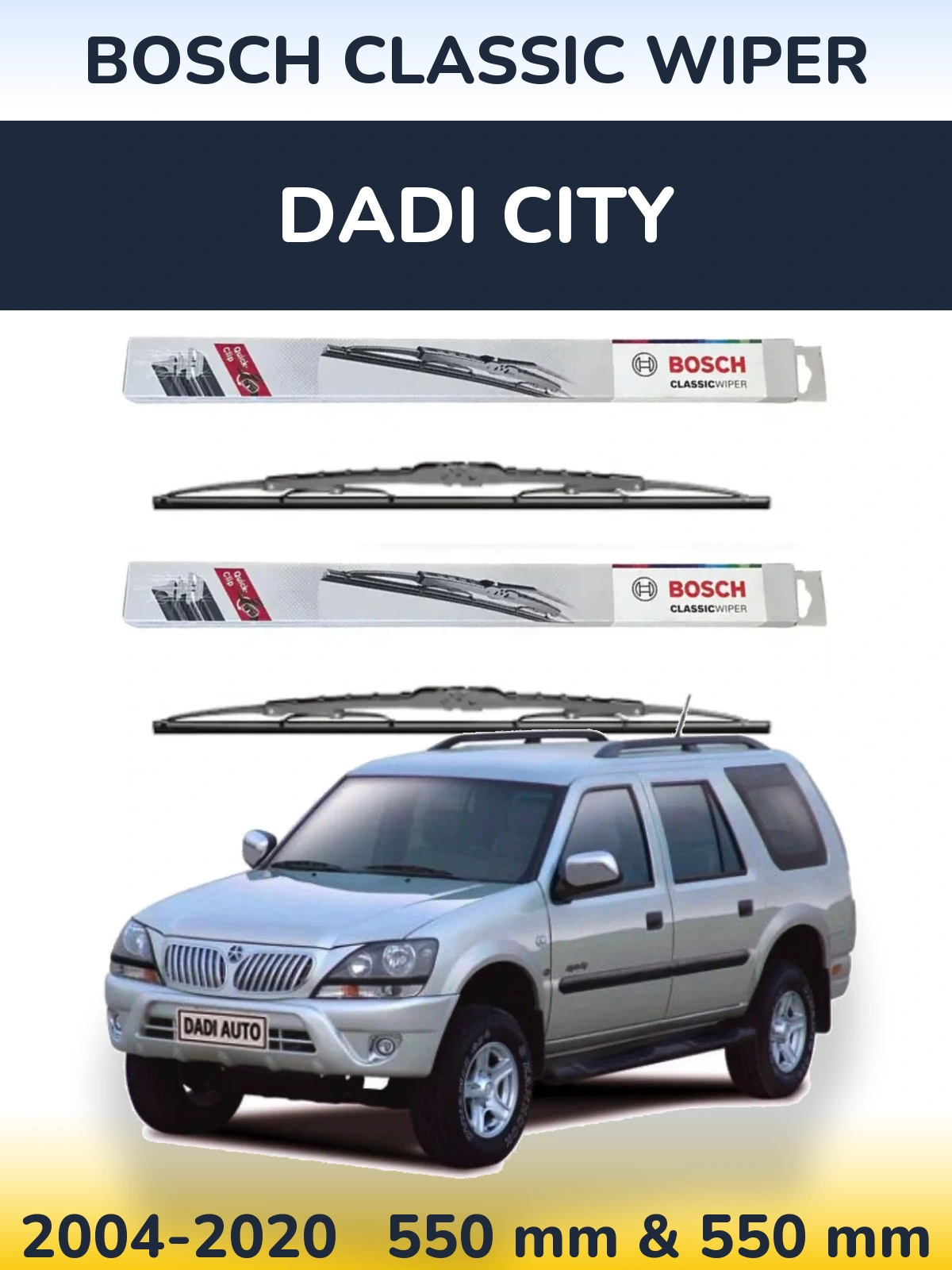 Sada předních stěračů BOSCH Classic Wiper 550 a 550 mm pro Dadi City 2004-2020