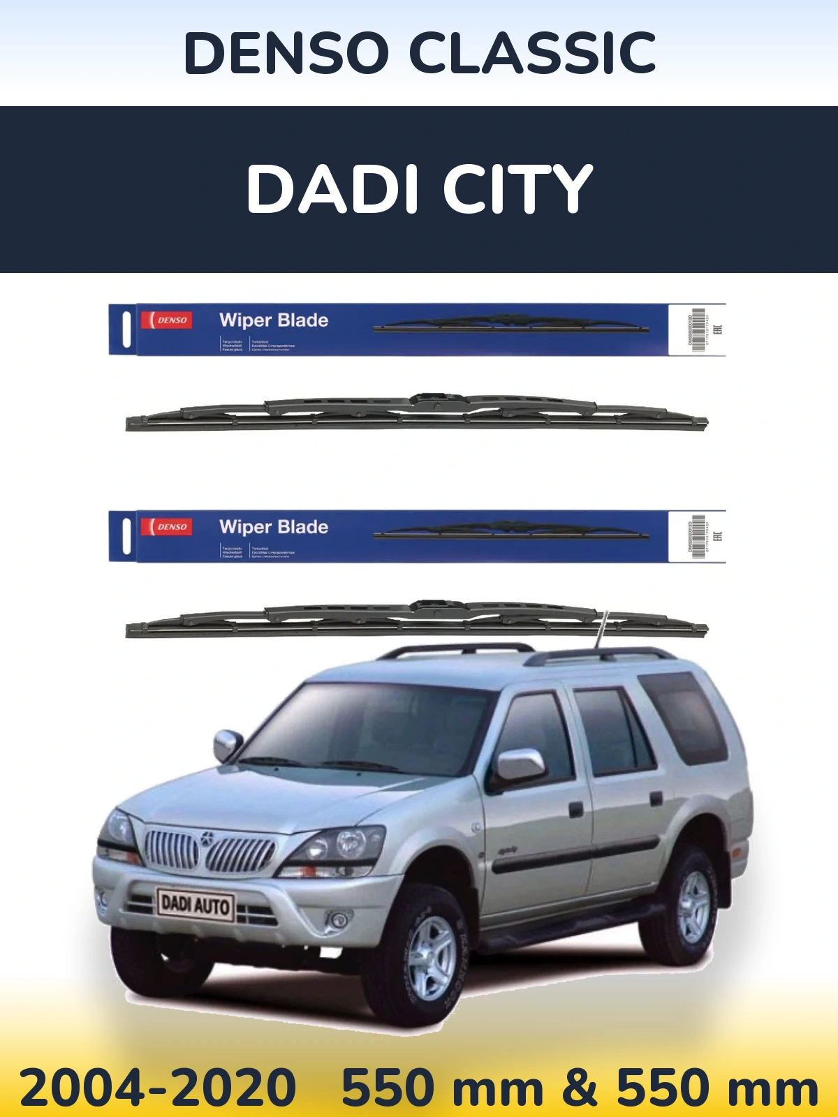 Sada předních stěračů Denso Classic 550 a 550 mm pro Dadi City 2004-2020