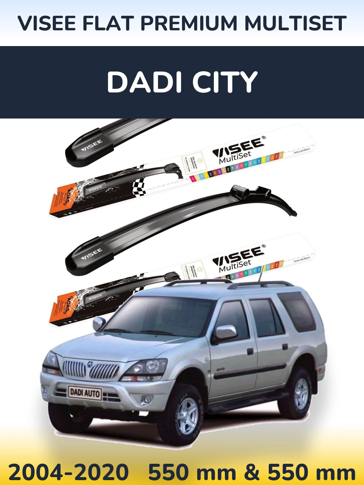 Sada předních stěračů VISEE FLAT PREMIUM MultiSet 550 a 550 mm pro Dadi City 2004-2020
