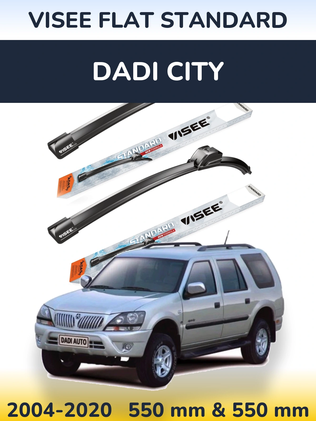 Sada předních stěračů VISEE FLAT STANDARD 550 a 550 mm pro Dadi City 2004-2020