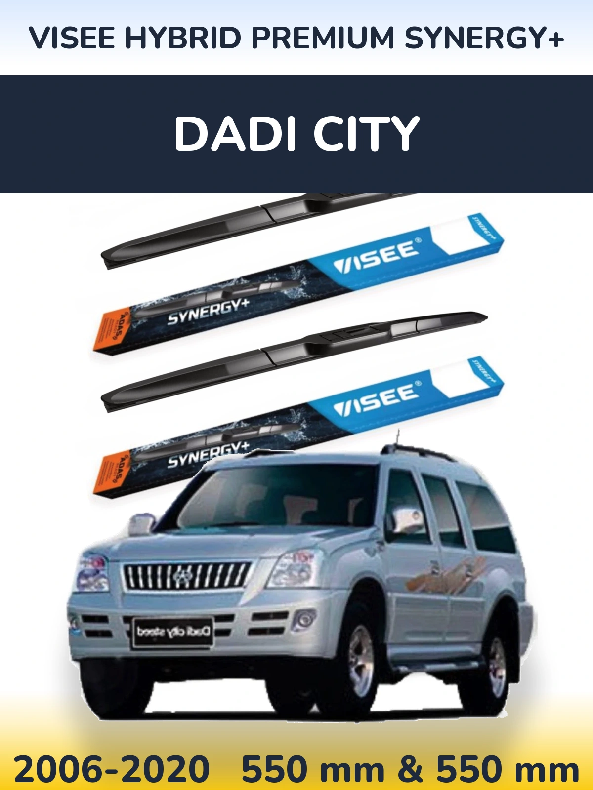 Sada předních stěračů VISEE HYBRID PREMIUM SYNERGY+ 550 a 550 mm pro Dadi City 2006-2020