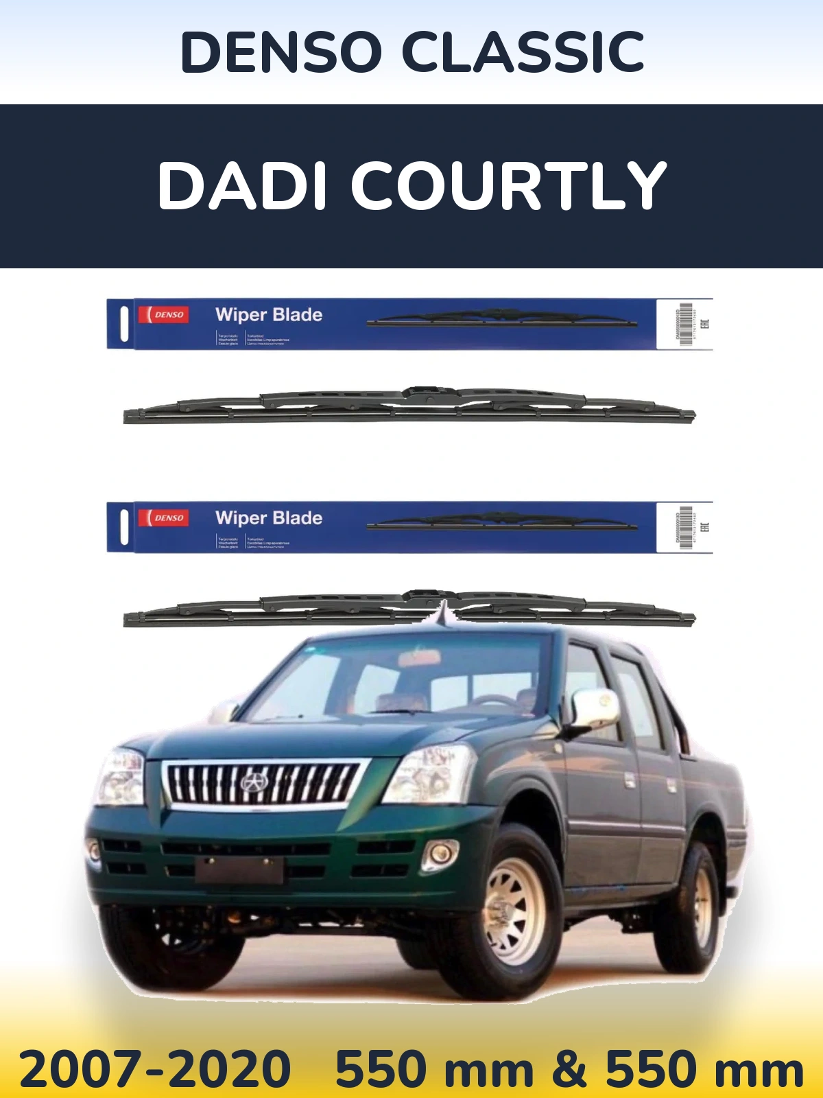 Sada předních stěračů Denso Classic 550 a 550 mm pro Dadi Courtly 2007-2020