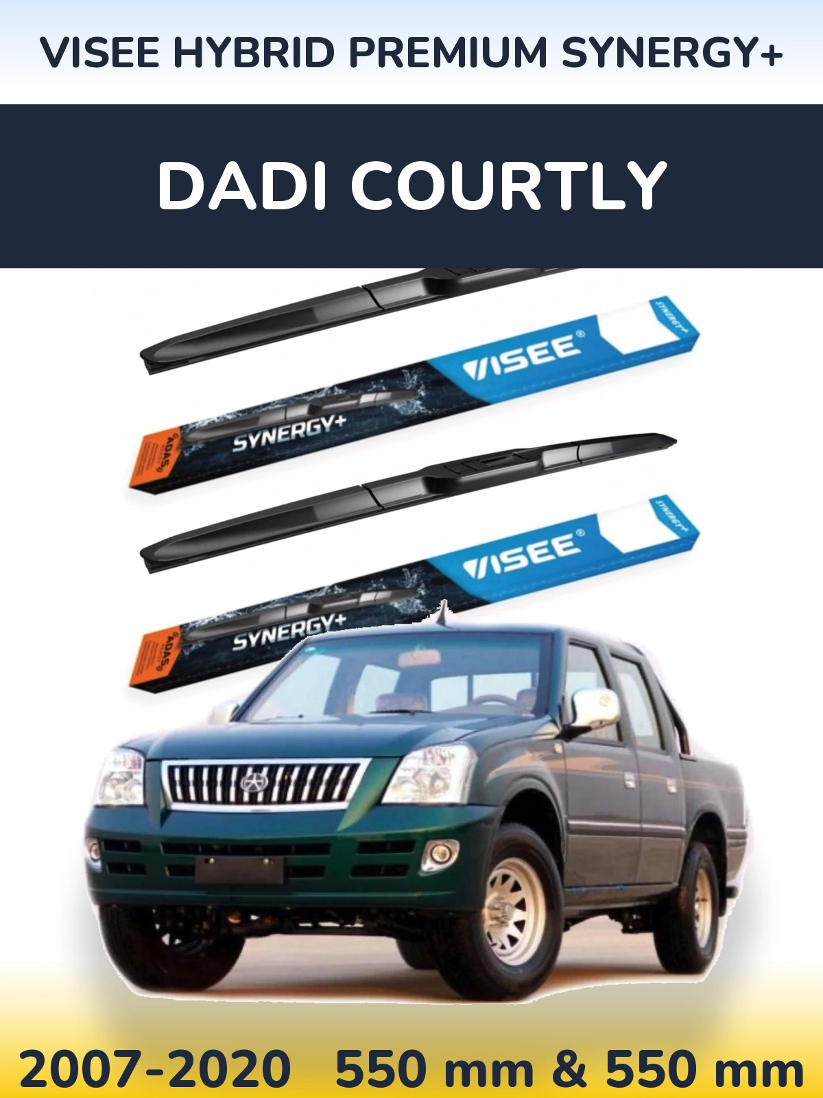 Sada předních stěračů VISEE HYBRID PREMIUM SYNERGY+ 550 a 550 mm pro Dadi Courtly 2007-2020