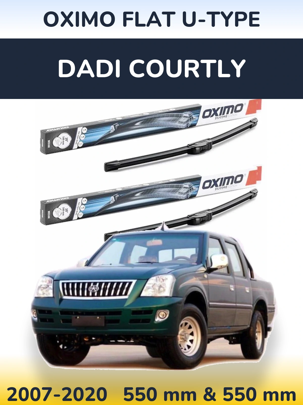 Sada předních stěračů Oximo Flat U-type 550 a 550 mm pro Dadi Courtly 2007-2020