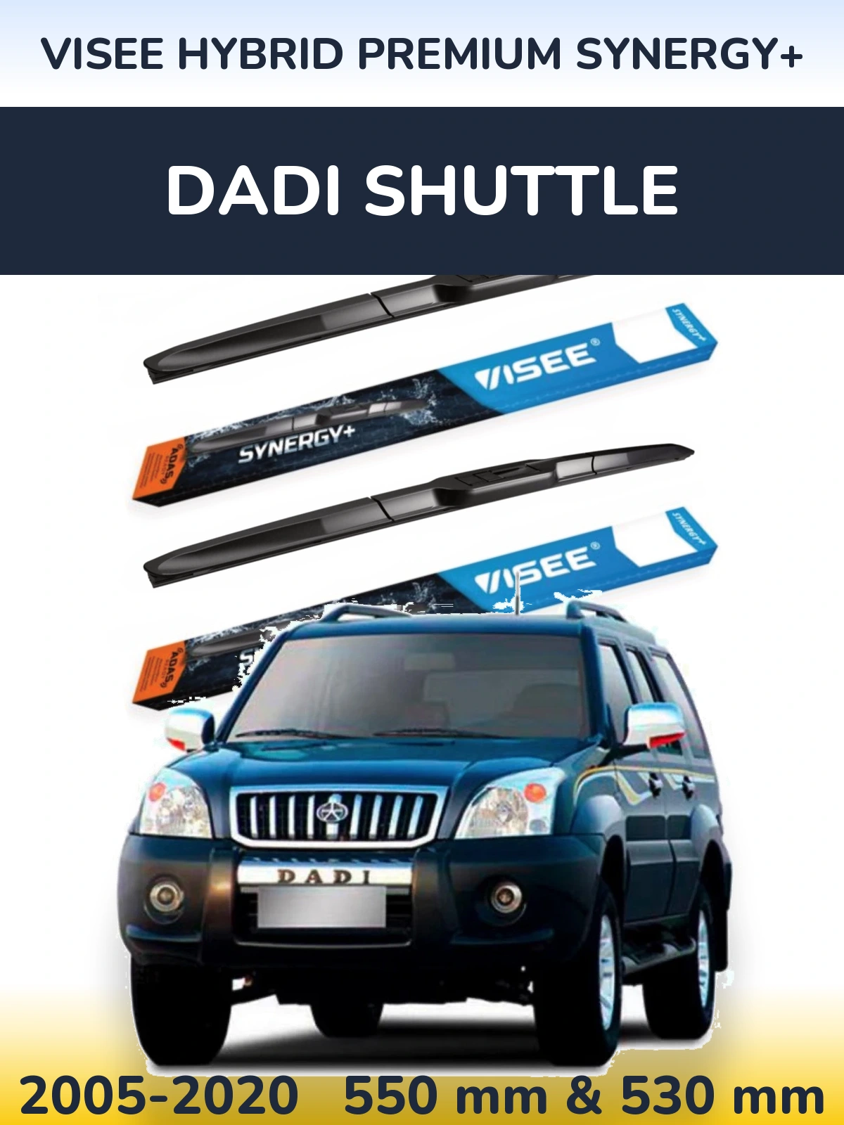 Sada předních stěračů VISEE HYBRID PREMIUM SYNERGY+ 550 a 530 mm pro Dadi Shuttle 2005-2020
