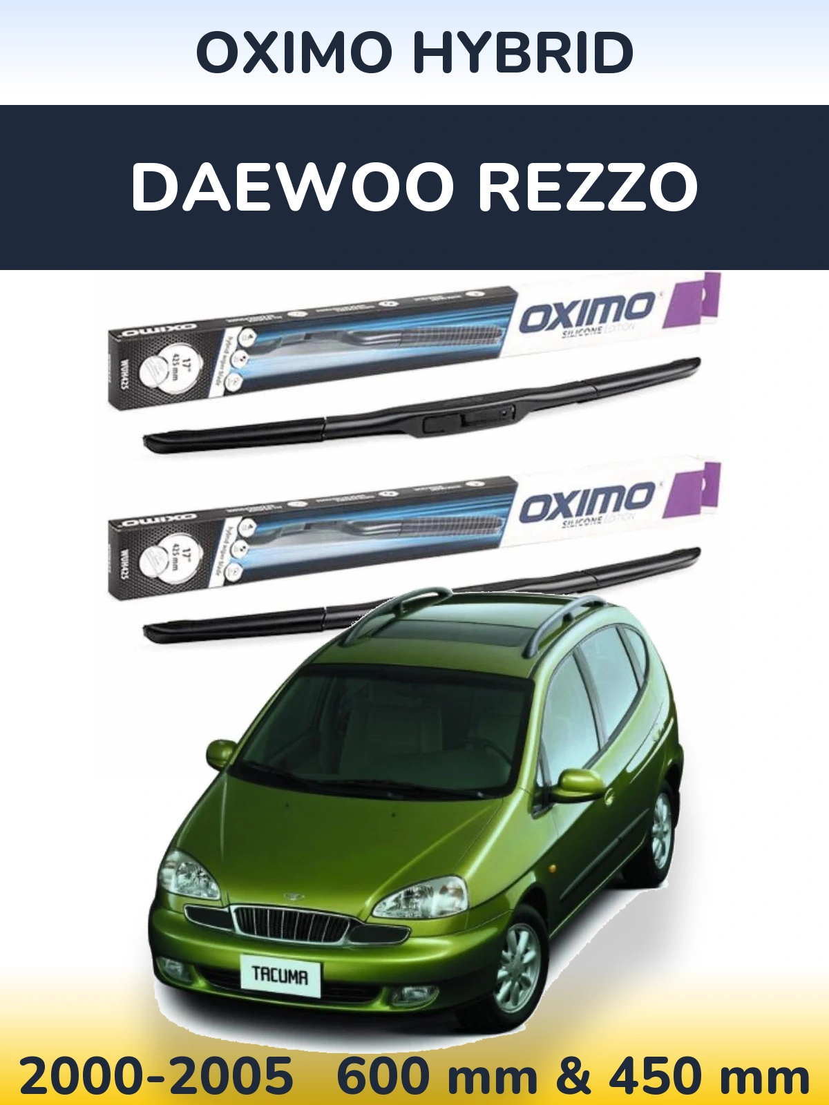 Sada předních stěračů Oximo Hybrid 600 a 450 mm pro Daewoo Rezzo 2000-2005