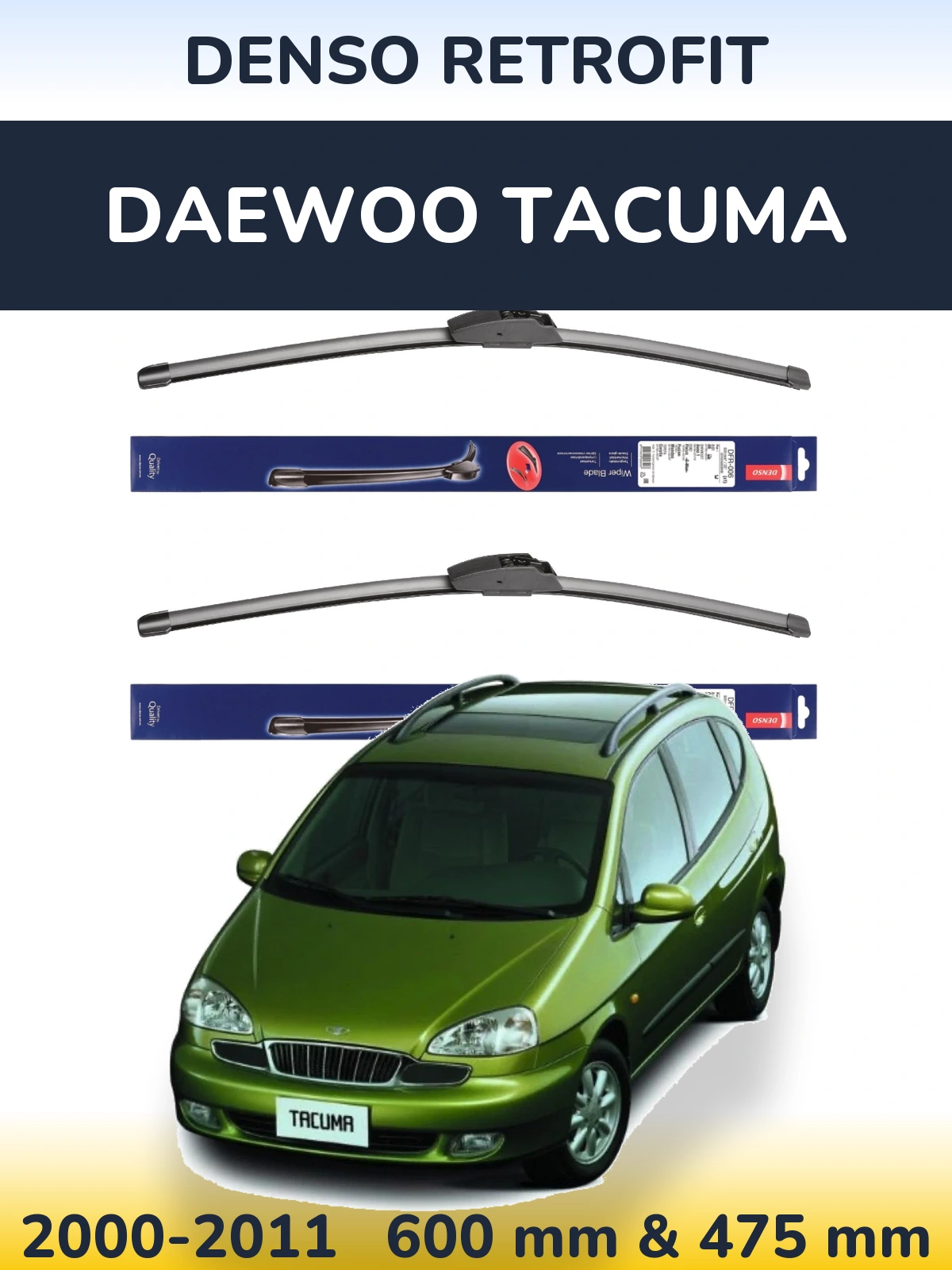Sada předních stěračů Denso Retrofit 600 a 475 mm pro Daewoo Tacuma 2000-2011