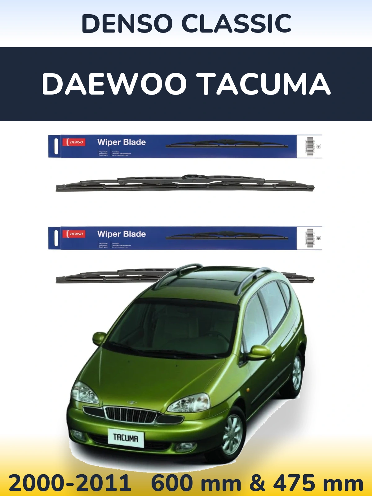 Sada předních stěračů Denso Classic 600 a 475 mm pro Daewoo Tacuma 2000-2011