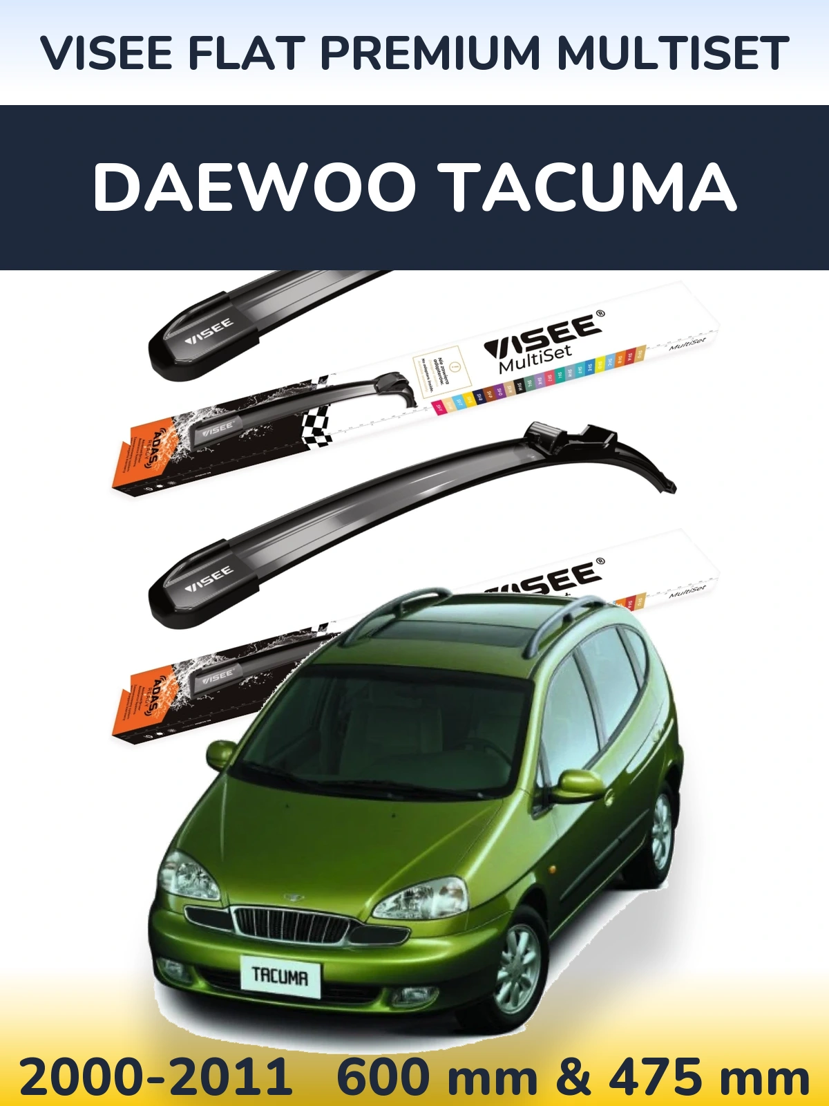 Sada předních stěračů VISEE FLAT PREMIUM MultiSet 600 a 475 mm pro Daewoo Tacuma 2000-2011