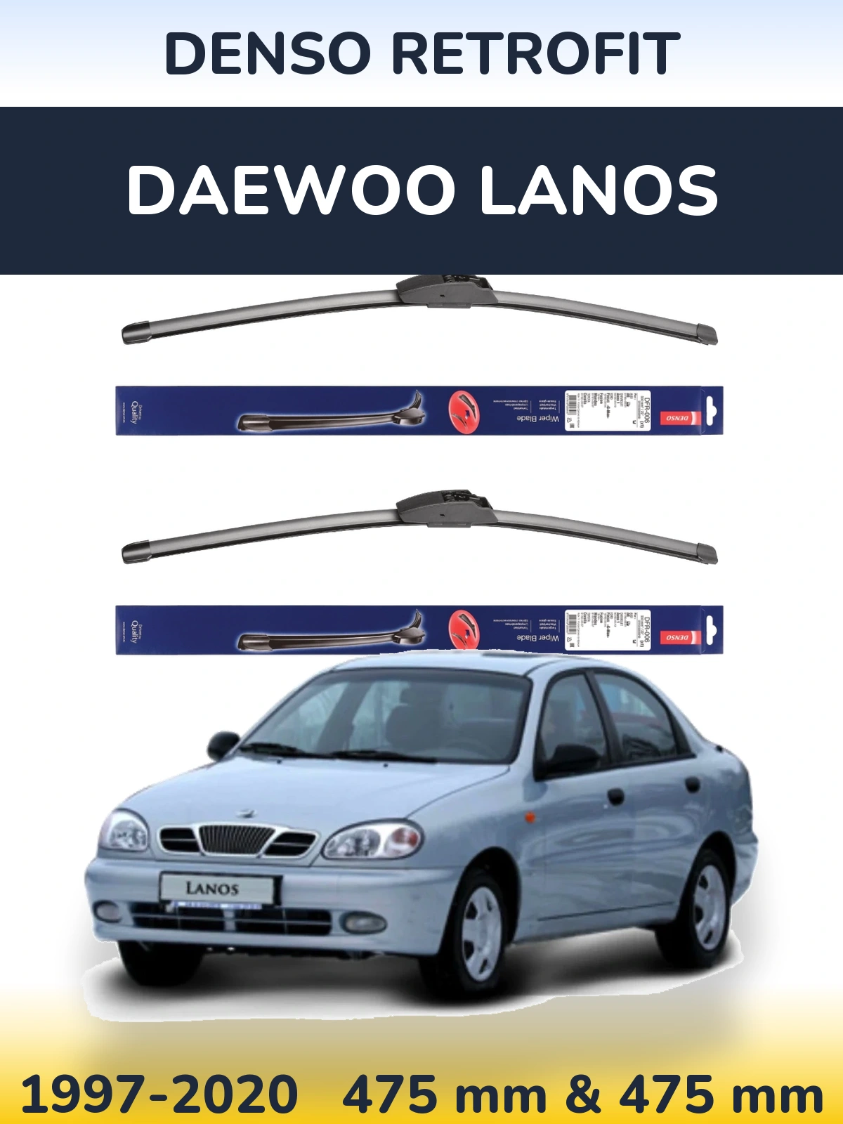 Sada předních stěračů Denso Retrofit 475 a 475 mm pro Daewoo Lanos 1997-2020