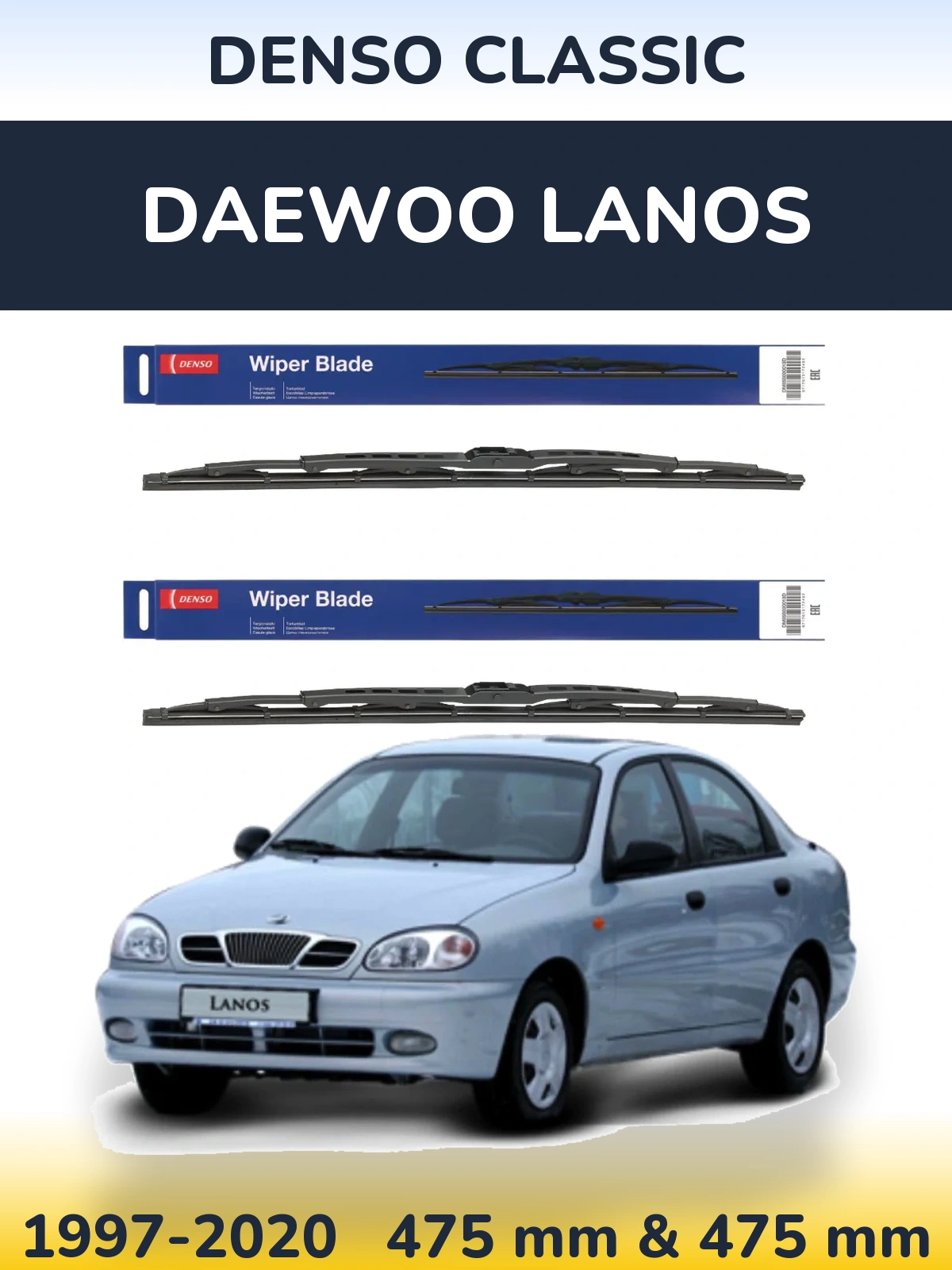 Sada předních stěračů Denso Classic 475 a 475 mm pro Daewoo Lanos 1997-2020