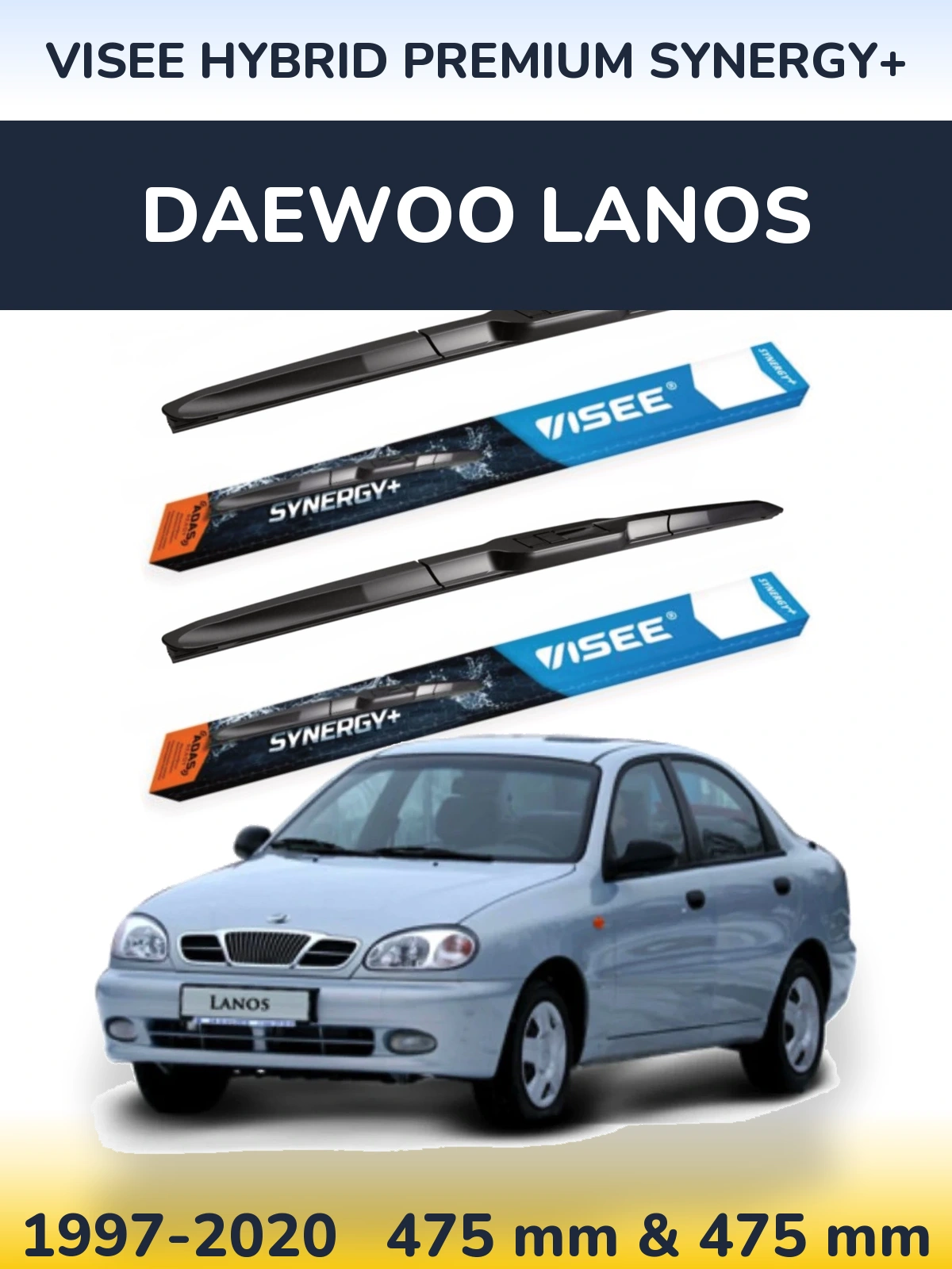 Sada předních stěračů VISEE HYBRID PREMIUM SYNERGY+ 475 a 475 mm pro Daewoo Lanos 1997-2020