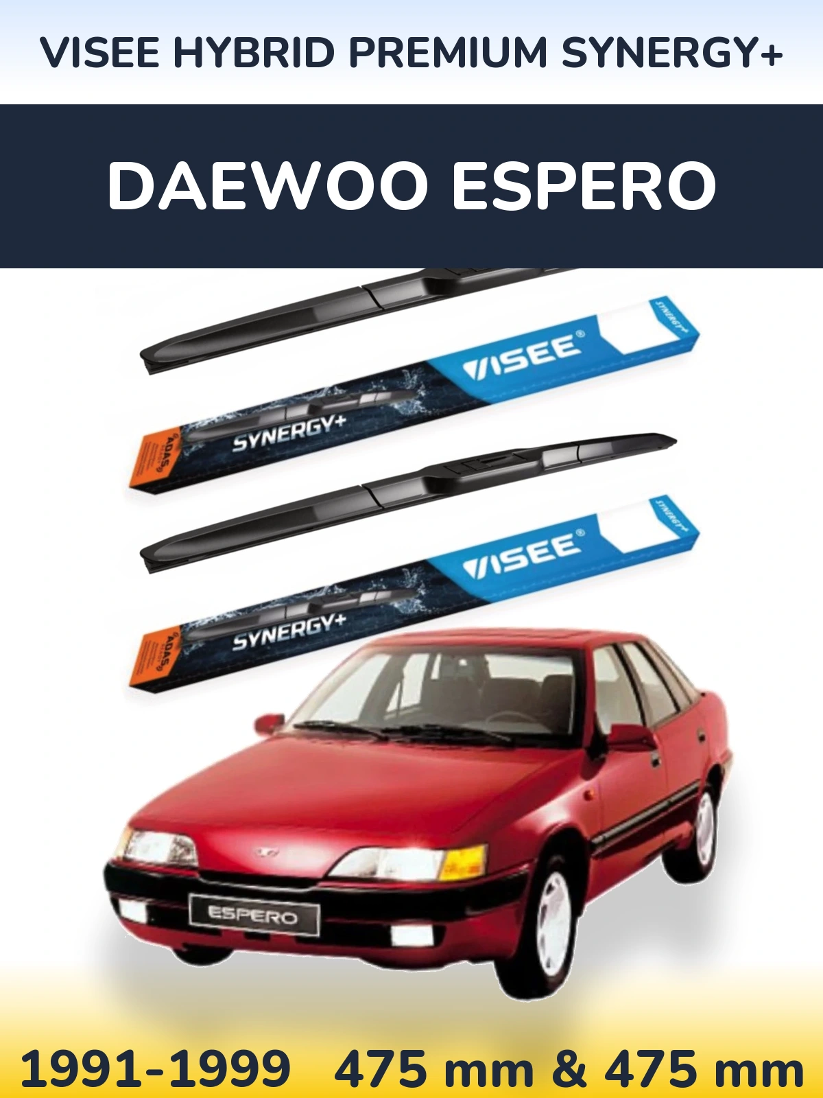Sada předních stěračů VISEE HYBRID PREMIUM SYNERGY+ 475 a 475 mm pro Daewoo Espero 1991-1999