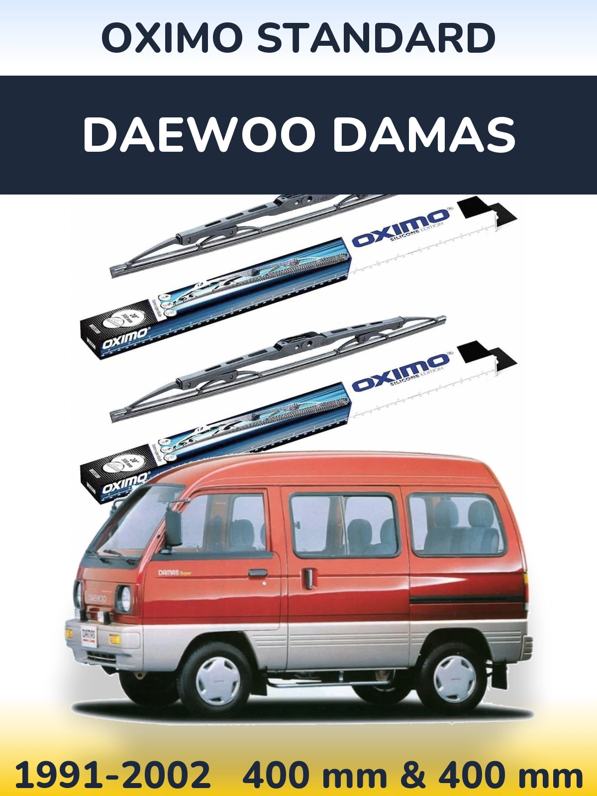 Sada předních stěračů Oximo Standard 400 a 400 mm pro Daewoo Damas 1991-2002