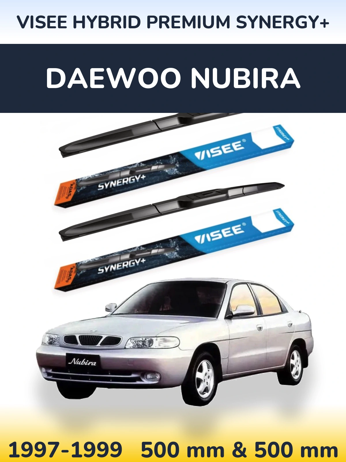 Sada předních stěračů VISEE HYBRID PREMIUM SYNERGY+ 500 a 500 mm pro Daewoo Nubira 1997-1999