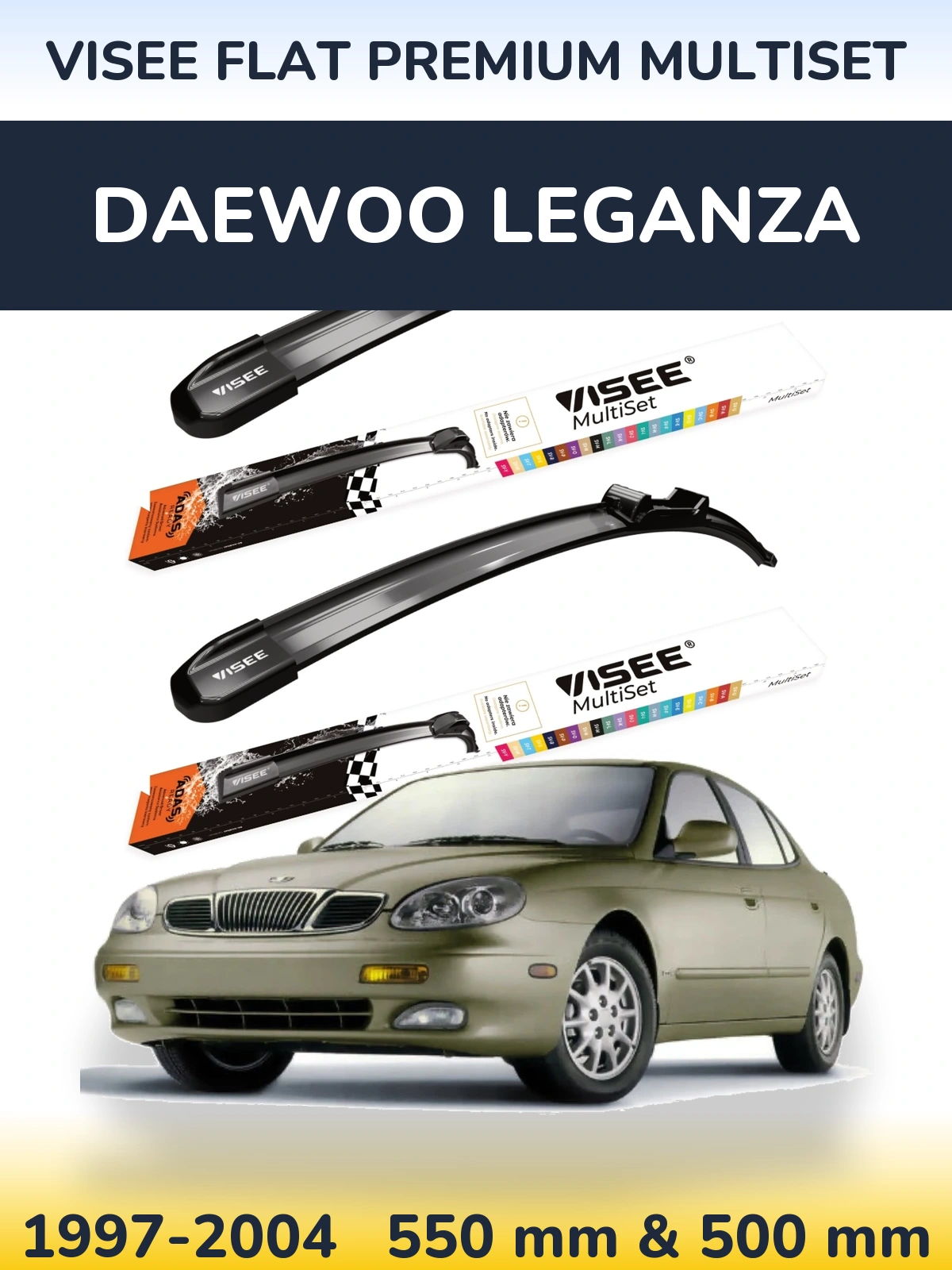 Sada předních stěračů VISEE FLAT PREMIUM MultiSet 550 a 500 mm pro Daewoo Leganza 1997-2004
