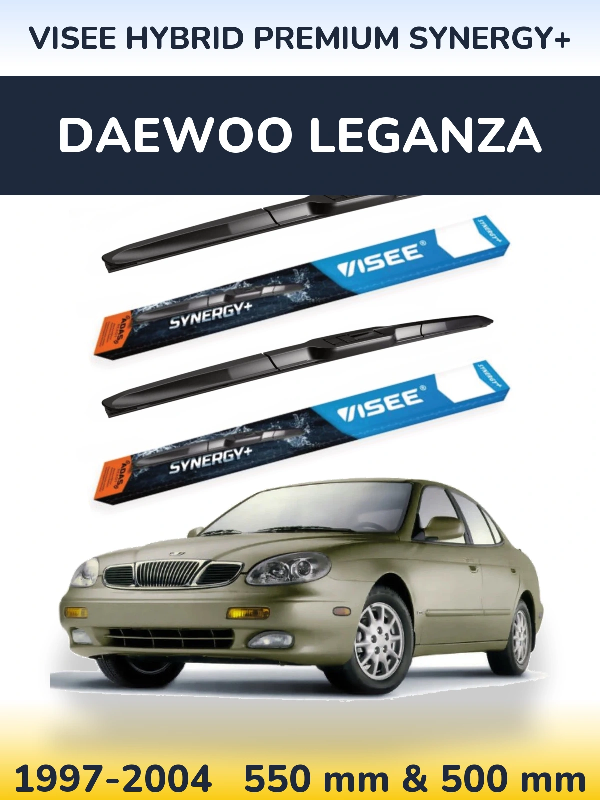 Sada předních stěračů VISEE HYBRID PREMIUM SYNERGY+ 550 a 500 mm pro Daewoo Leganza 1997-2004