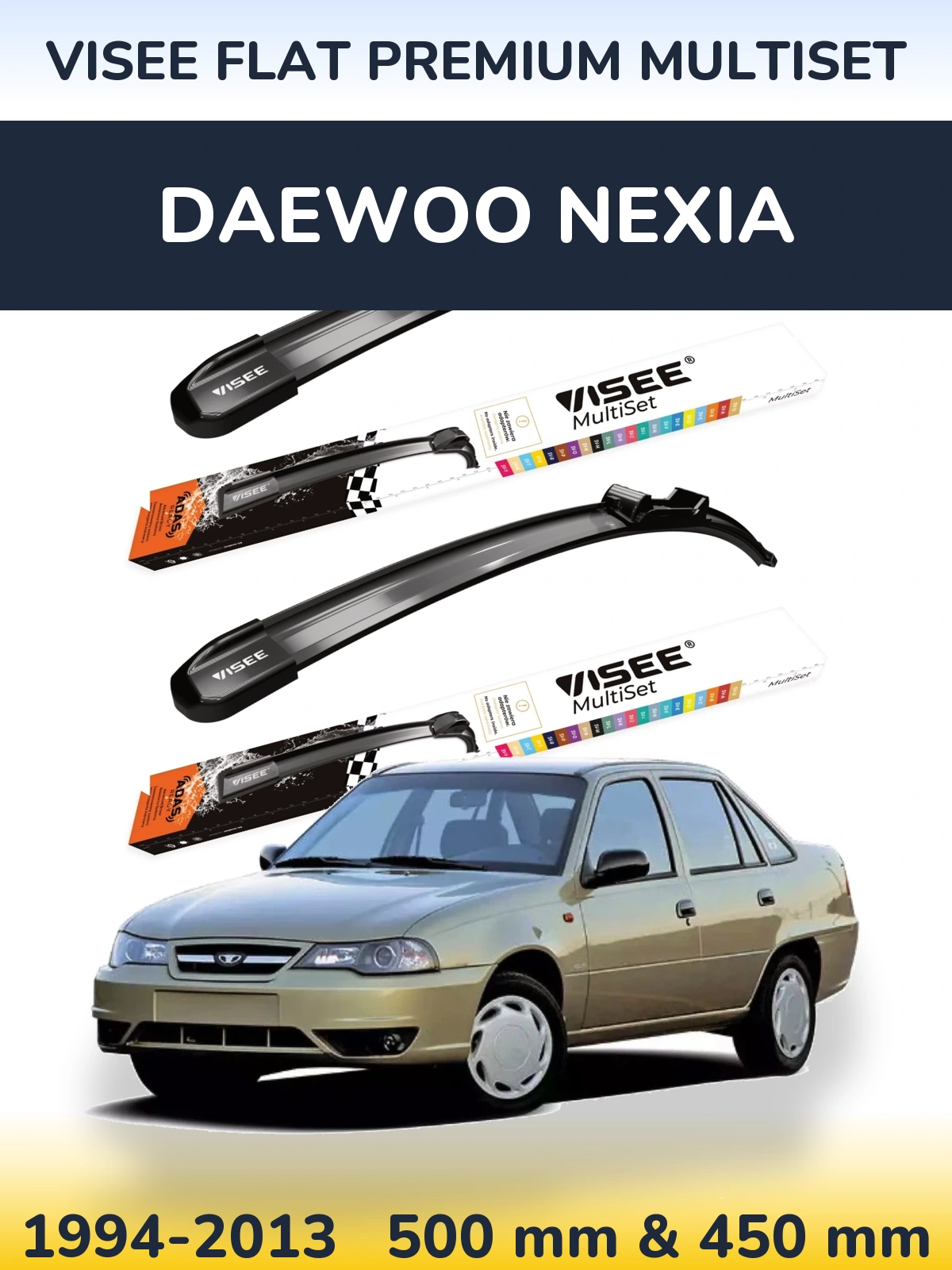 Sada předních stěračů VISEE FLAT PREMIUM MultiSet 500 a 450 mm pro Daewoo Nexia 1994-2013