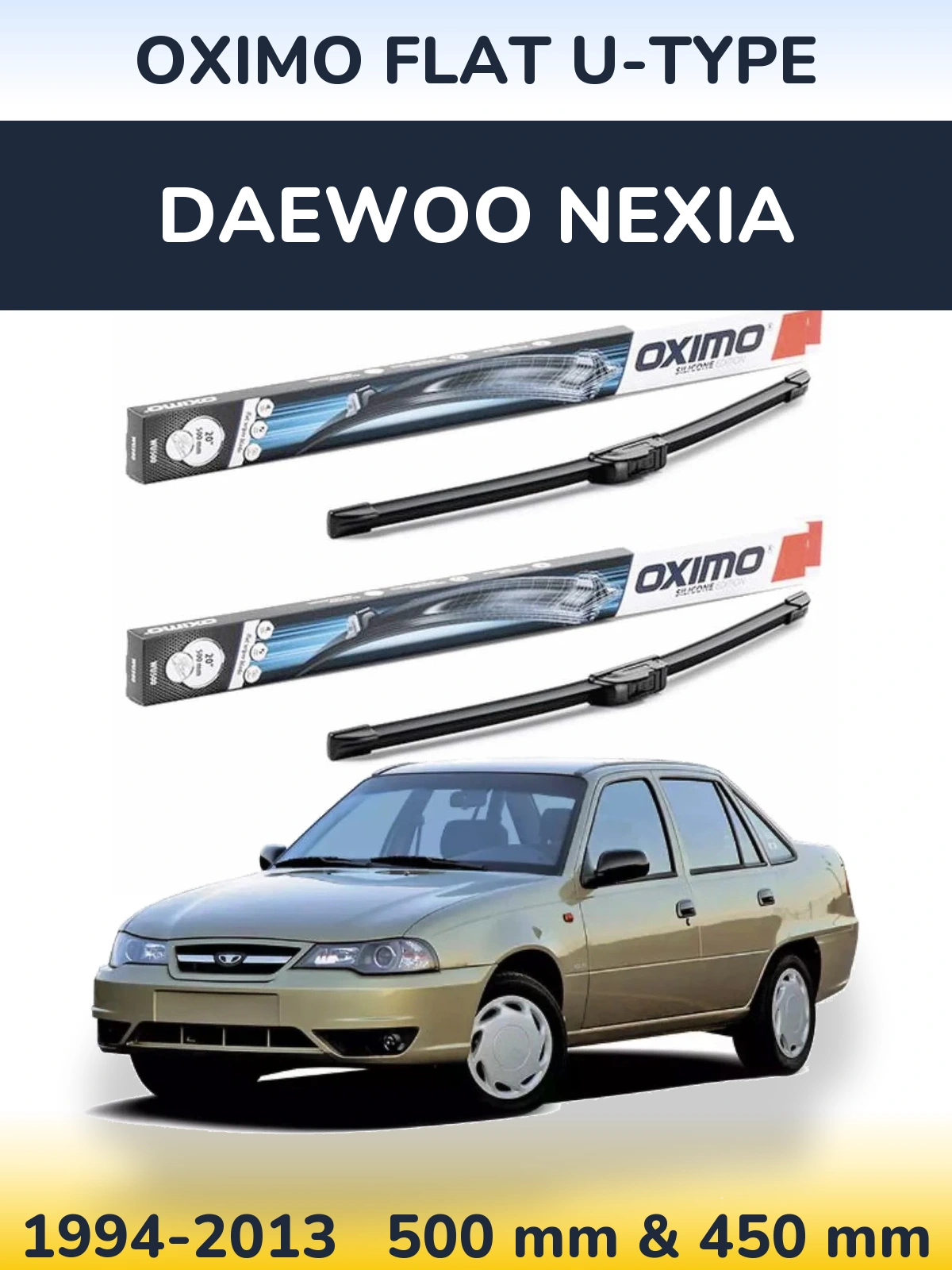 Sada předních stěračů Oximo Flat U-type 500 a 450 mm pro Daewoo Nexia 1994-2013