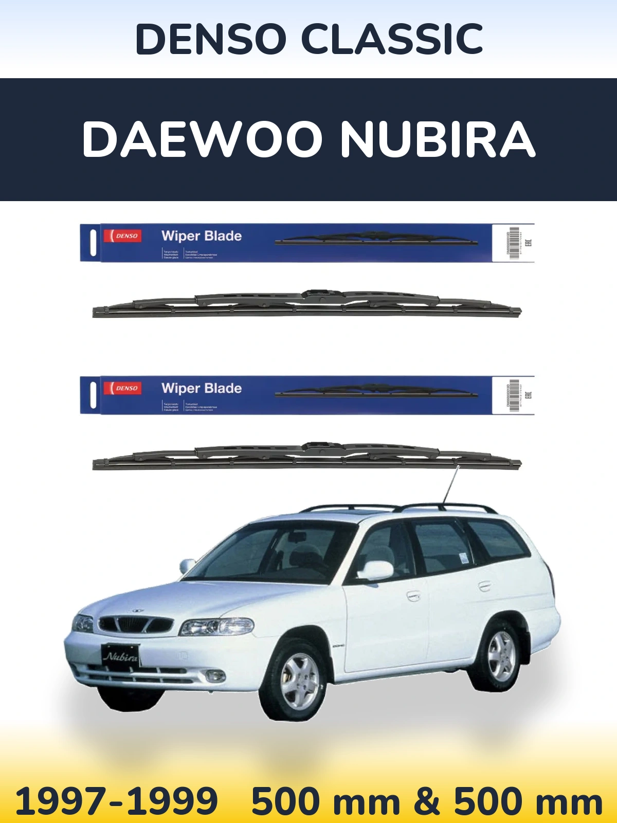Sada předních stěračů Denso Classic 500 a 500 mm pro Daewoo Nubira 1997-1999