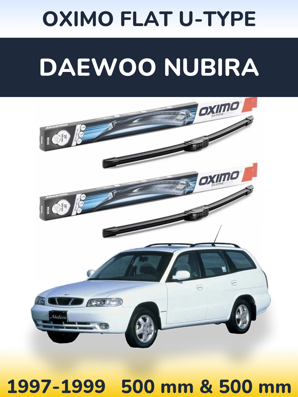 Sada předních stěračů Oximo Flat U-type 500 a 500 mm pro Daewoo Nubira 1997-1999