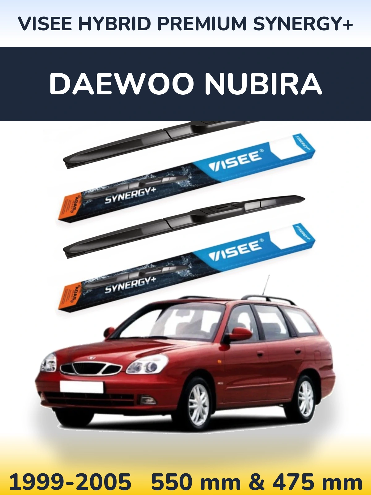 Sada předních stěračů VISEE HYBRID PREMIUM SYNERGY+ 550 a 475 mm pro Daewoo Nubira 1999-2005