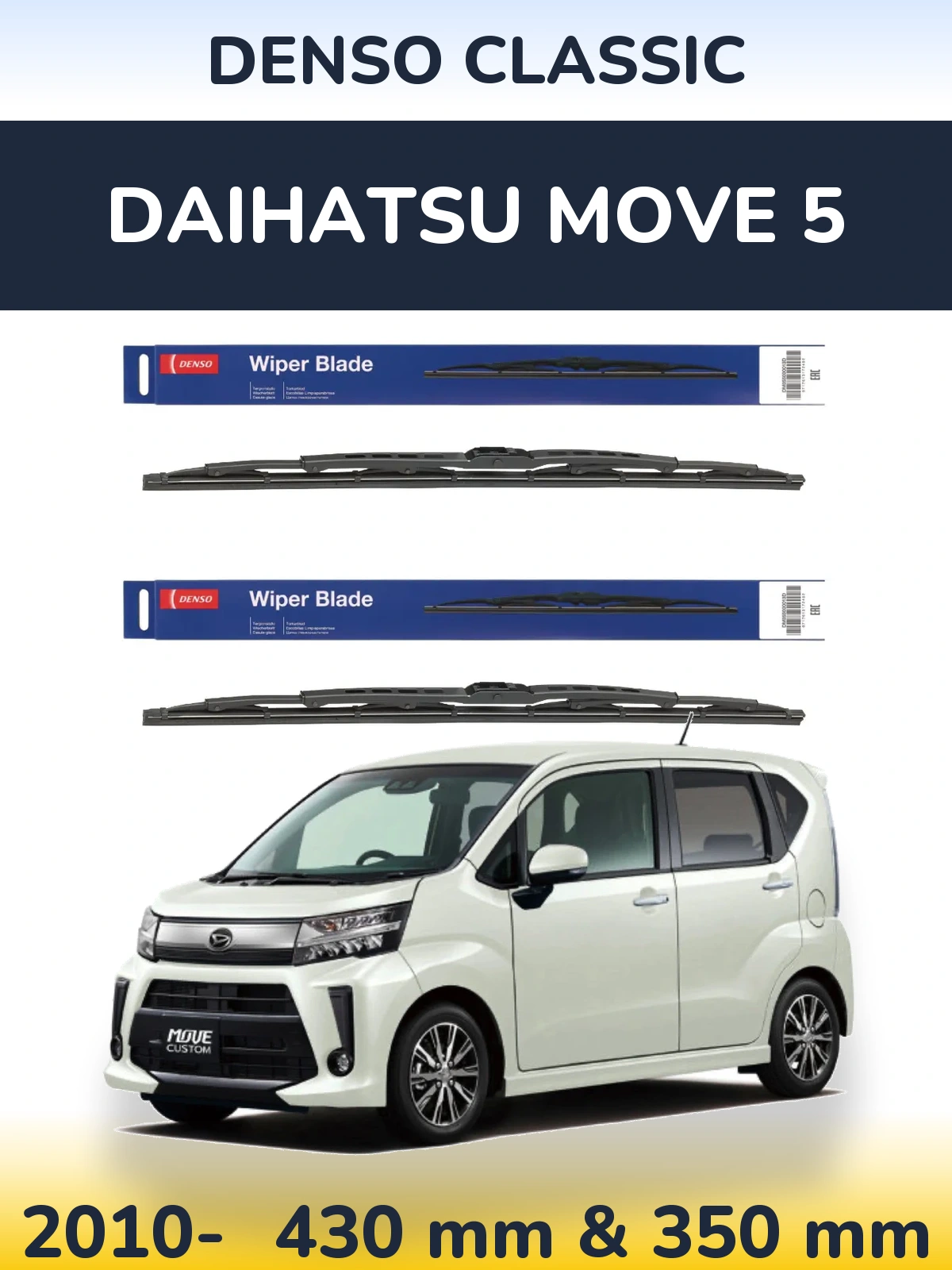 Sada předních stěračů Denso Classic 430 a 350 mm pro Daihatsu Move 5 2010-2026