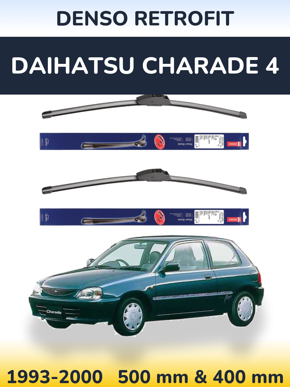 Sada předních stěračů Denso Retrofit 500 a 400 mm pro Daihatsu Charade 4 1993-2000