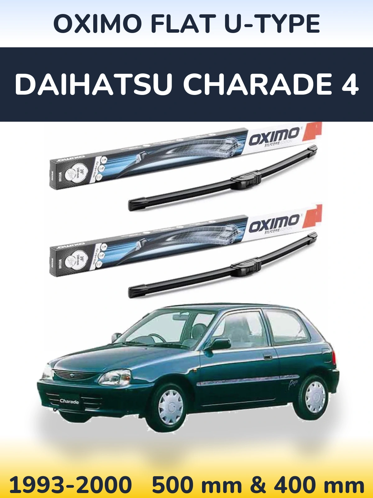 Sada předních stěračů Oximo Flat U-type 500 a 400 mm pro Daihatsu Charade 4 1993-2000