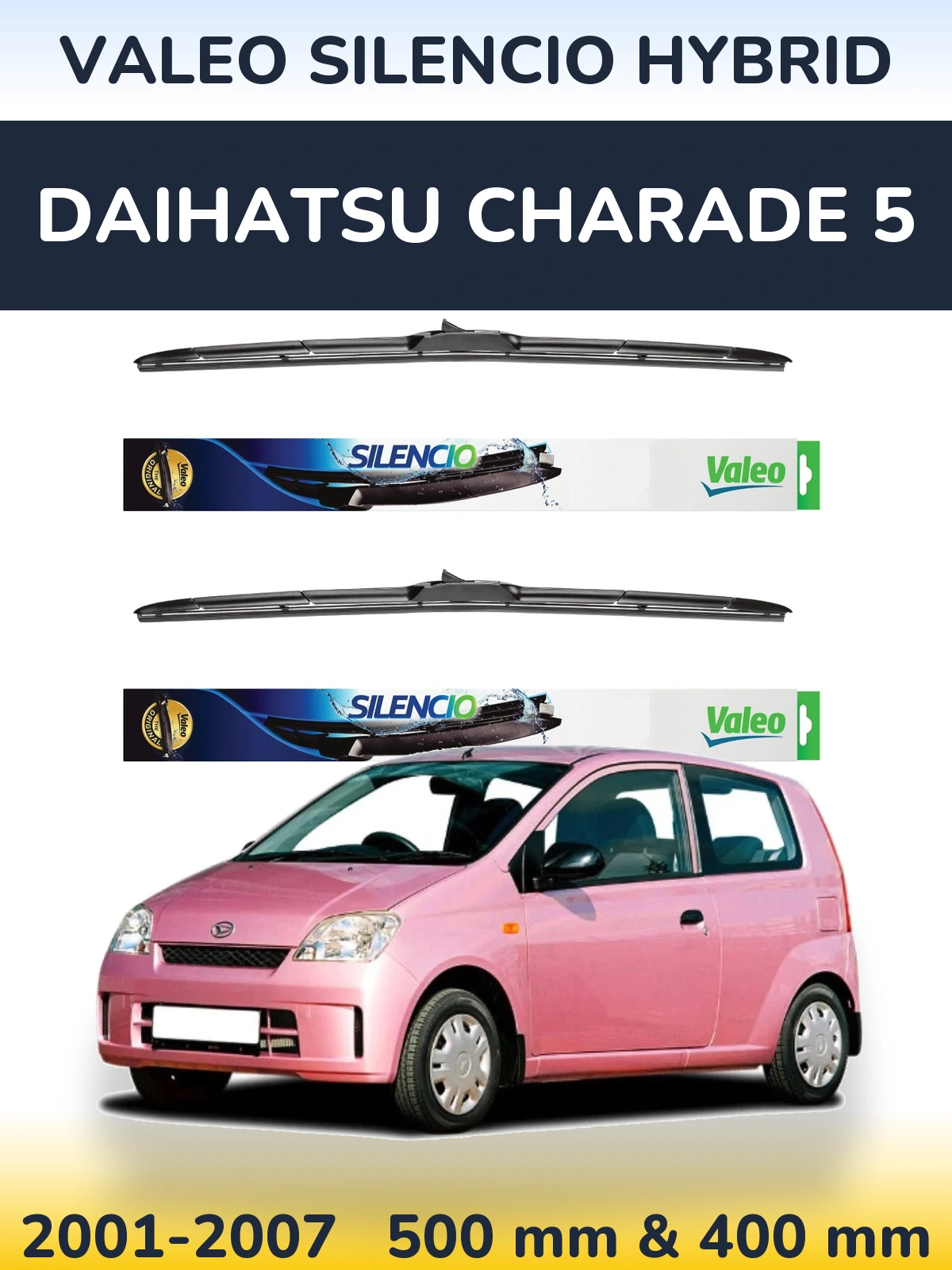 Комплект передніх щіток Valeo Silencio Hybrid 500 & 400 мм для Daihatsu Charade 5 2001-2007