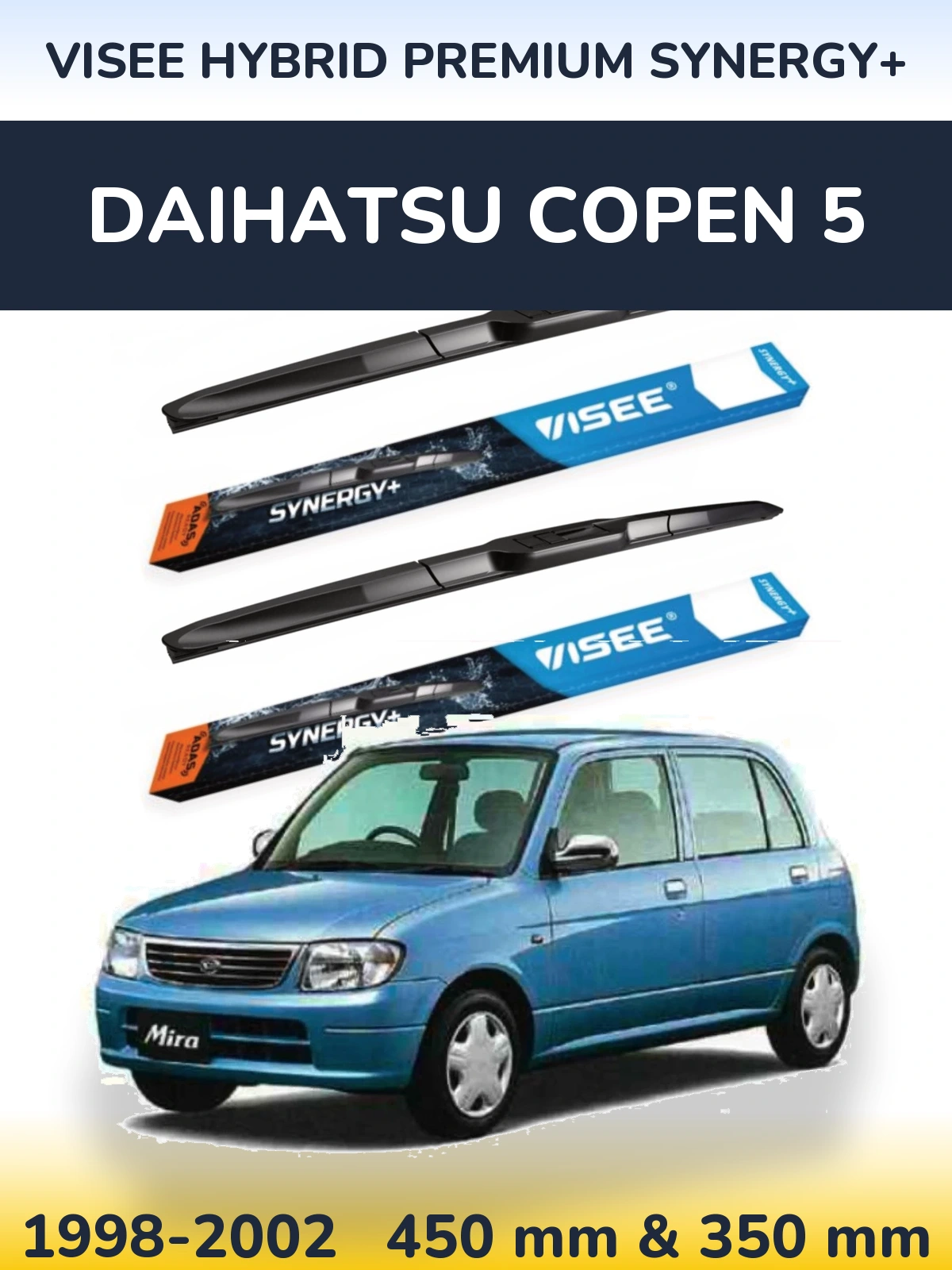 Sada předních stěračů VISEE HYBRID PREMIUM SYNERGY+ 450 a 350 mm pro Daihatsu Copen 5 1998-2002
