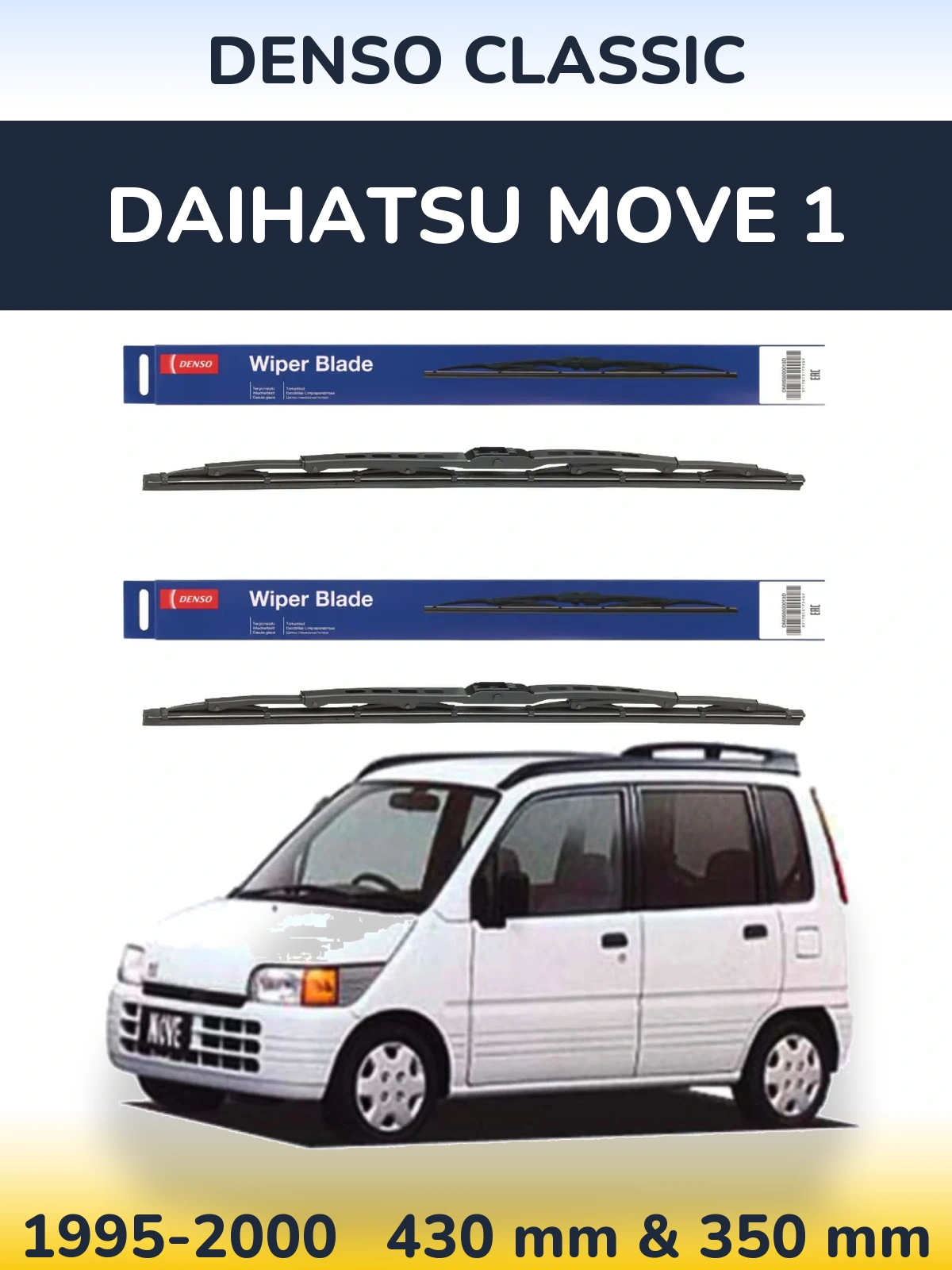 Sada předních stěračů Denso Classic 430 a 350 mm pro Daihatsu Move 1 1995-2000