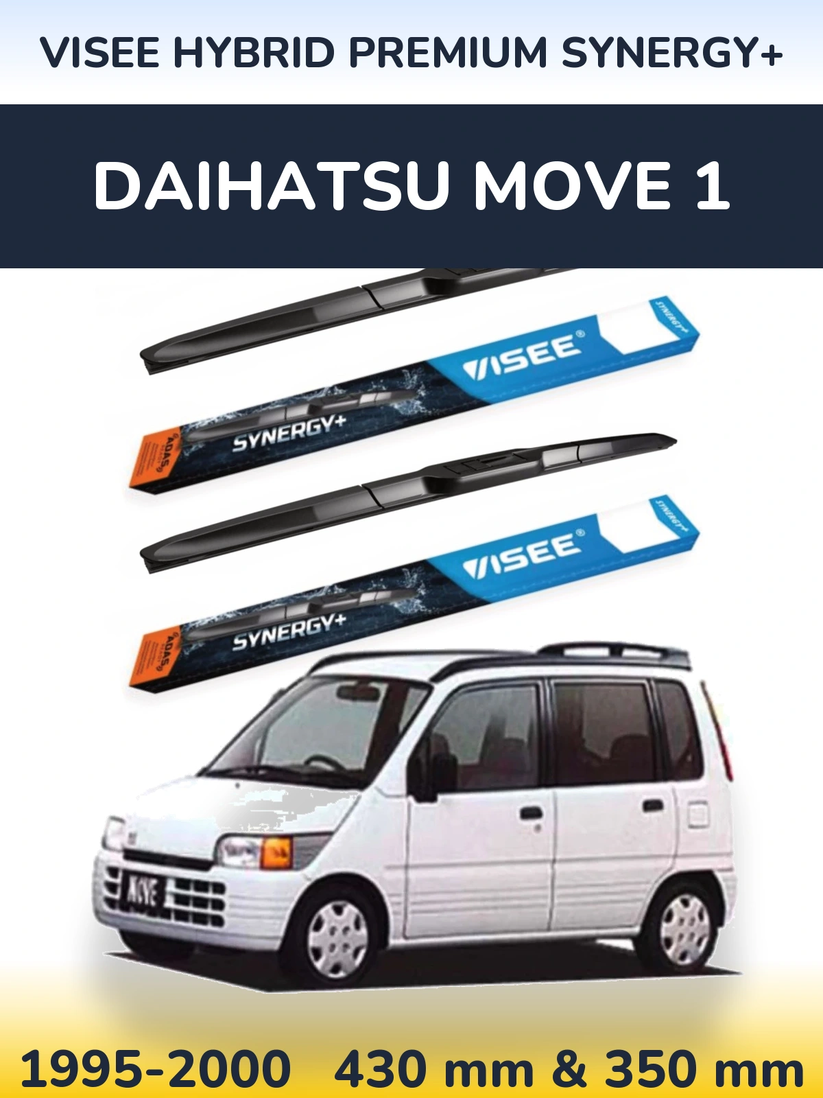 Sada předních stěračů VISEE HYBRID PREMIUM SYNERGY+ 430 a 350 mm pro Daihatsu Move 1 1995-2000