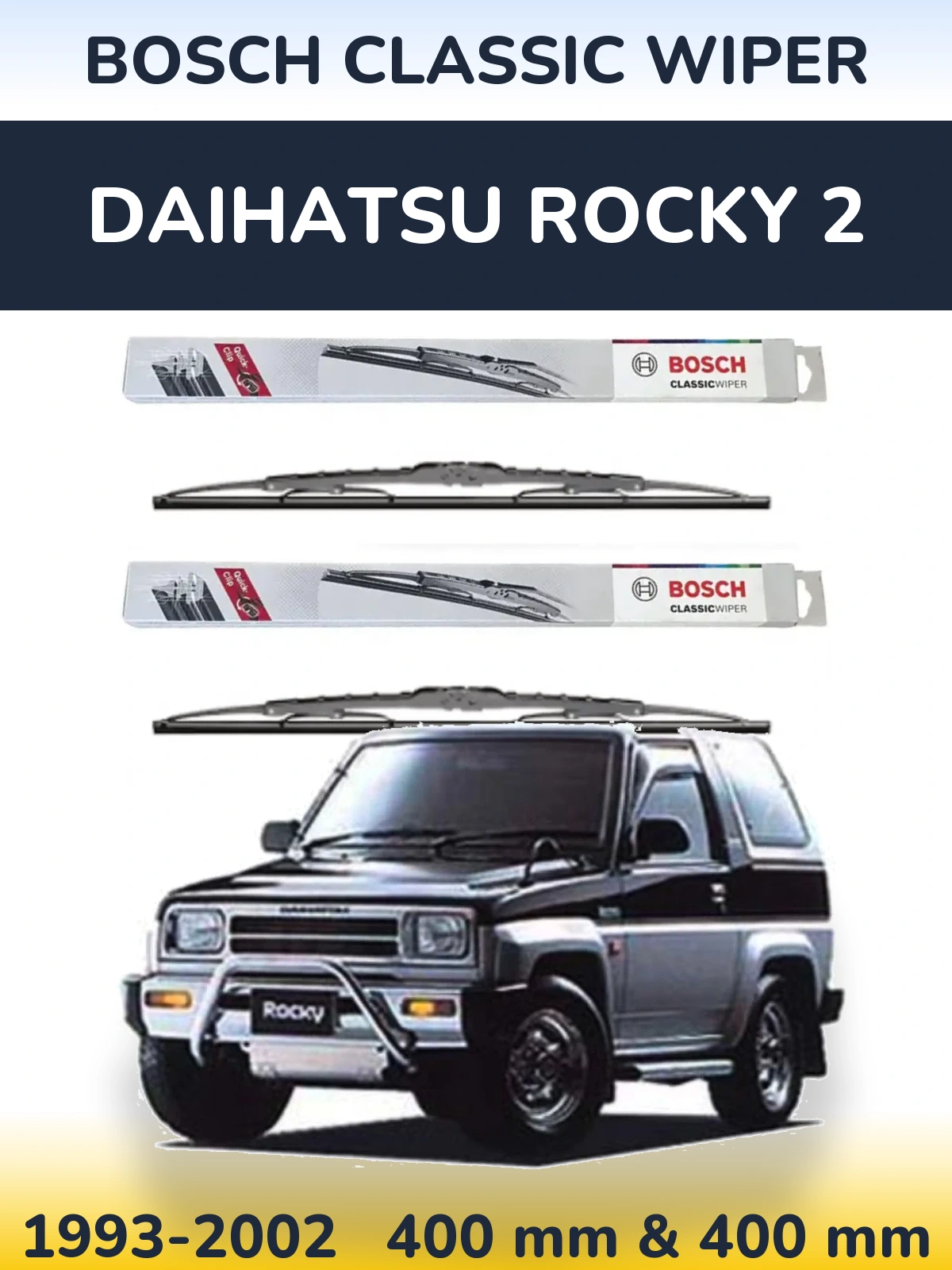 Sada předních stěračů BOSCH Classic Wiper 400 a 400 mm pro Daihatsu Rocky 2 1993-2002