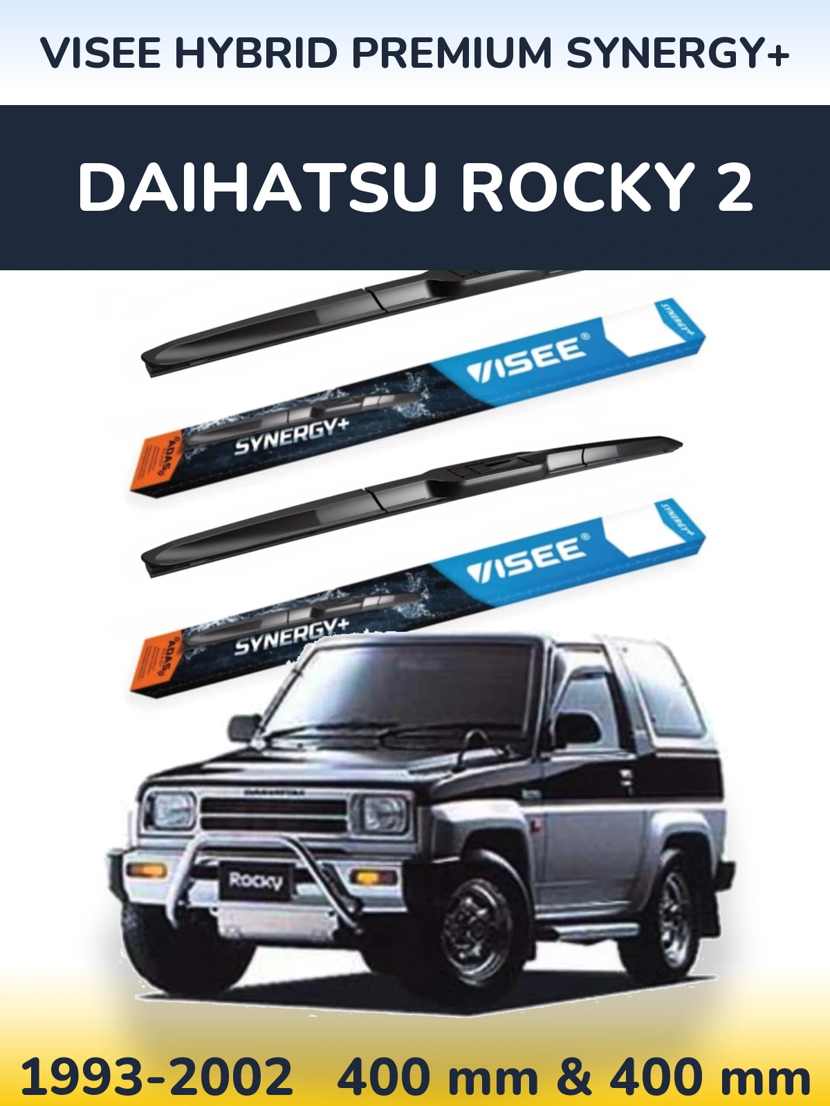 Комплект передніх щіток VISEE HYBRID PREMIUM SYNERGY+ 400 & 400 мм для Daihatsu Rocky 2 1993-2002