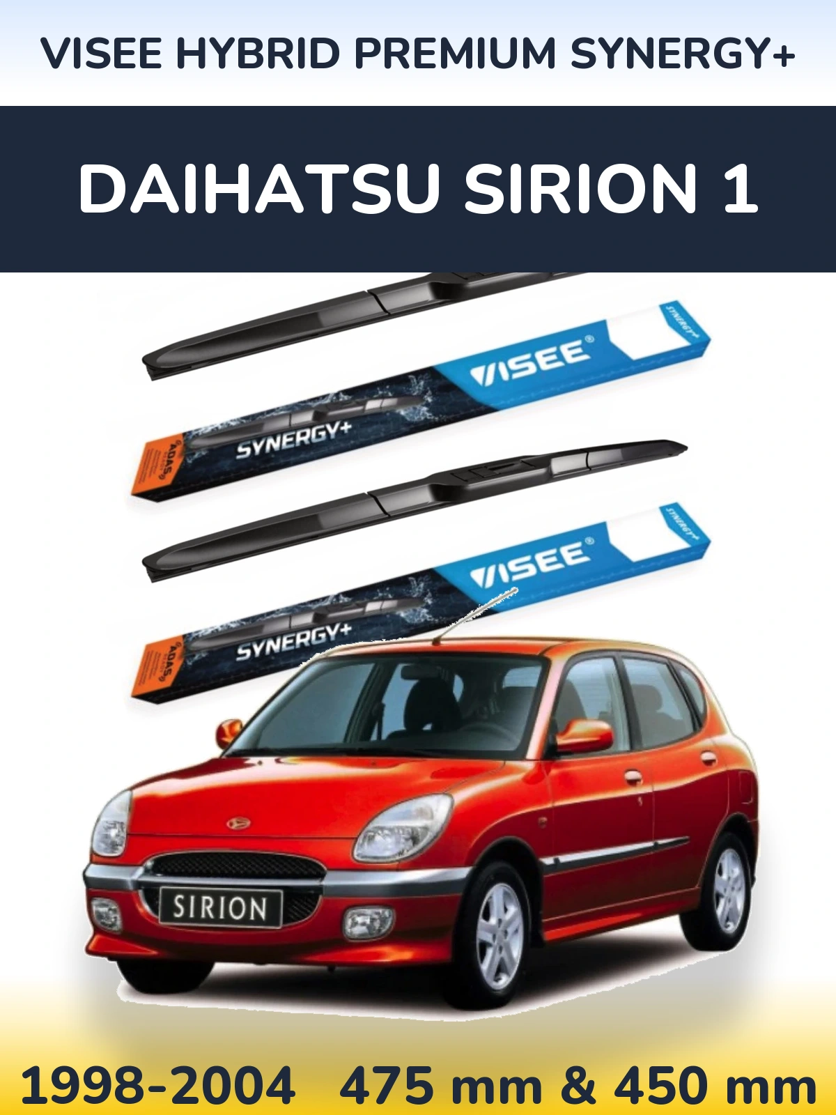 Комплект передніх щіток VISEE HYBRID PREMIUM SYNERGY+ 475 & 450 мм для Daihatsu SIrion 1 1998-2004