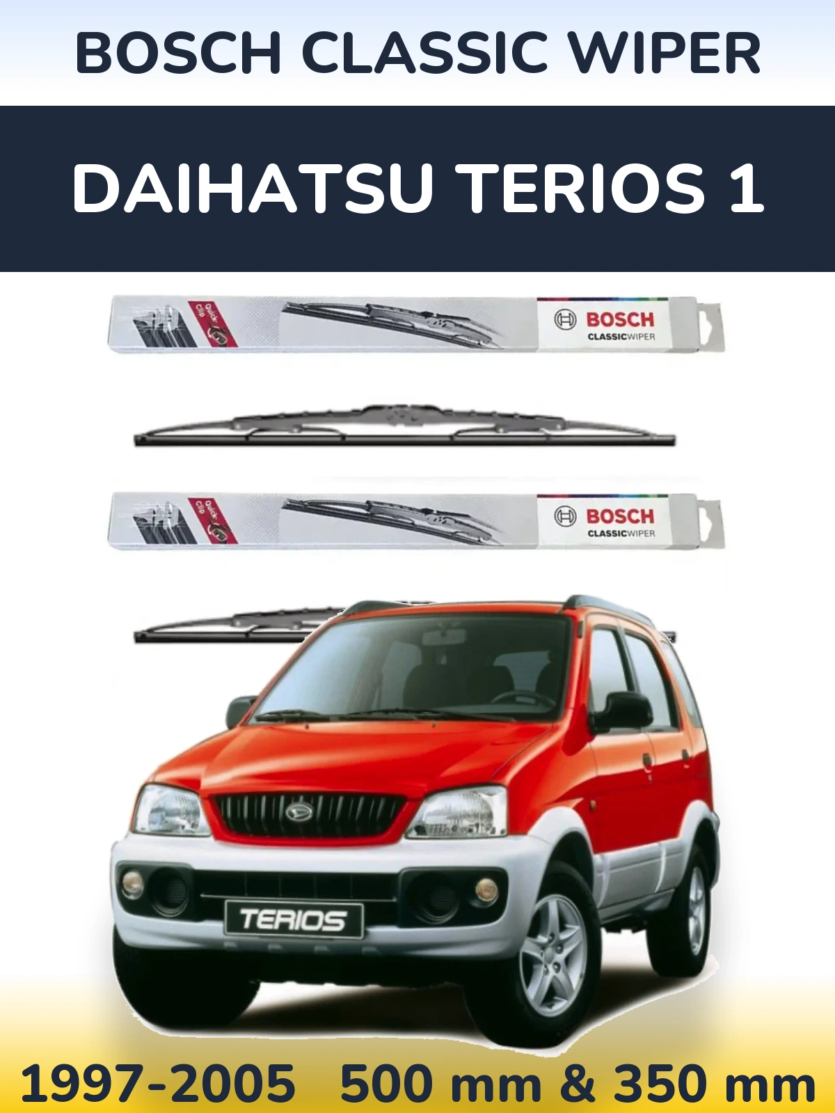 Sada předních stěračů BOSCH Classic Wiper 500 a 340 mm pro Daihatsu Terios 1 1997-2005