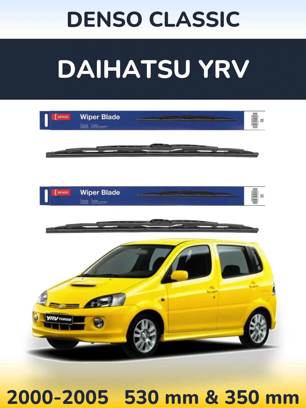 Sada předních stěračů Denso Classic 530 a 350 mm pro Daihatsu YRV 2000-2005